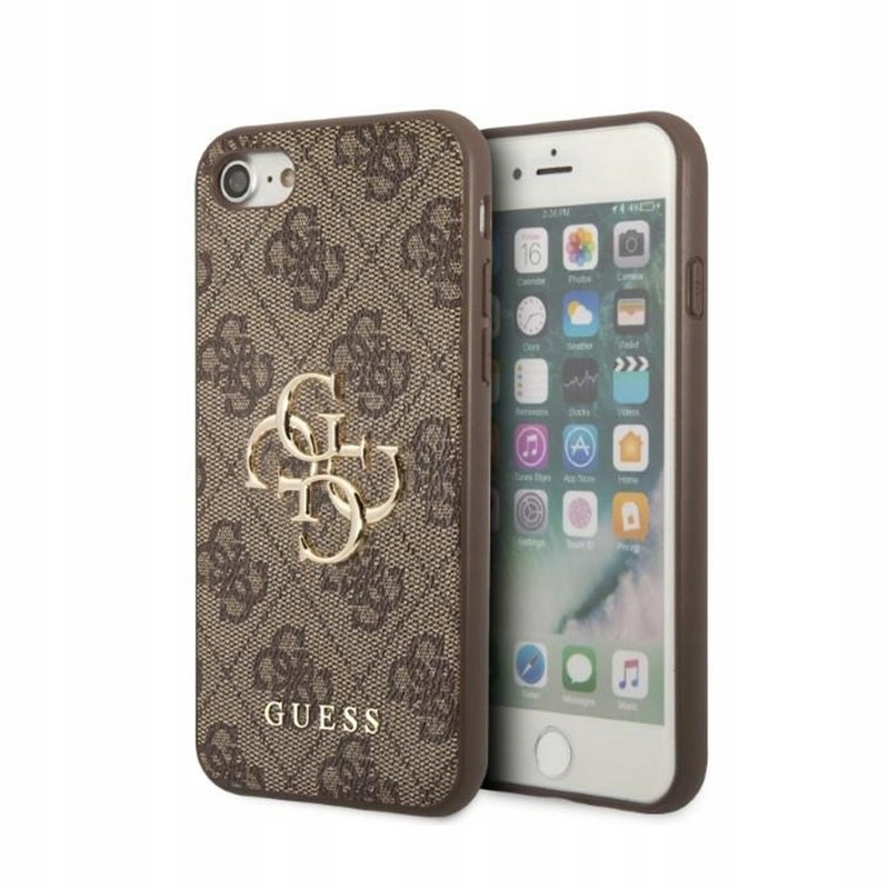 Guess 4G Big Metal Logo Etui iPhone Se (2022/2020) 8 7 (Brązowy)