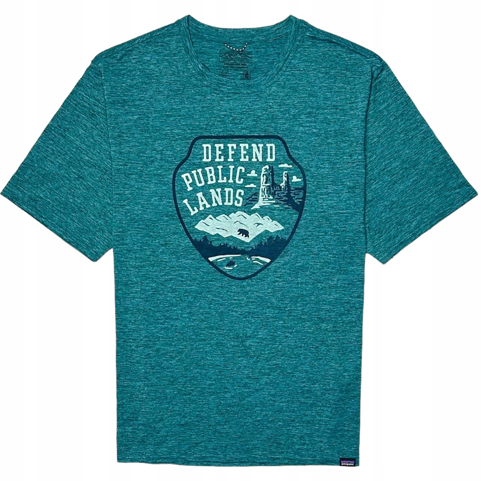 PATAGONIA CAPILENE Koszulka z Krótkim Rękawem Męska z Nadrukiem Turkusowa M