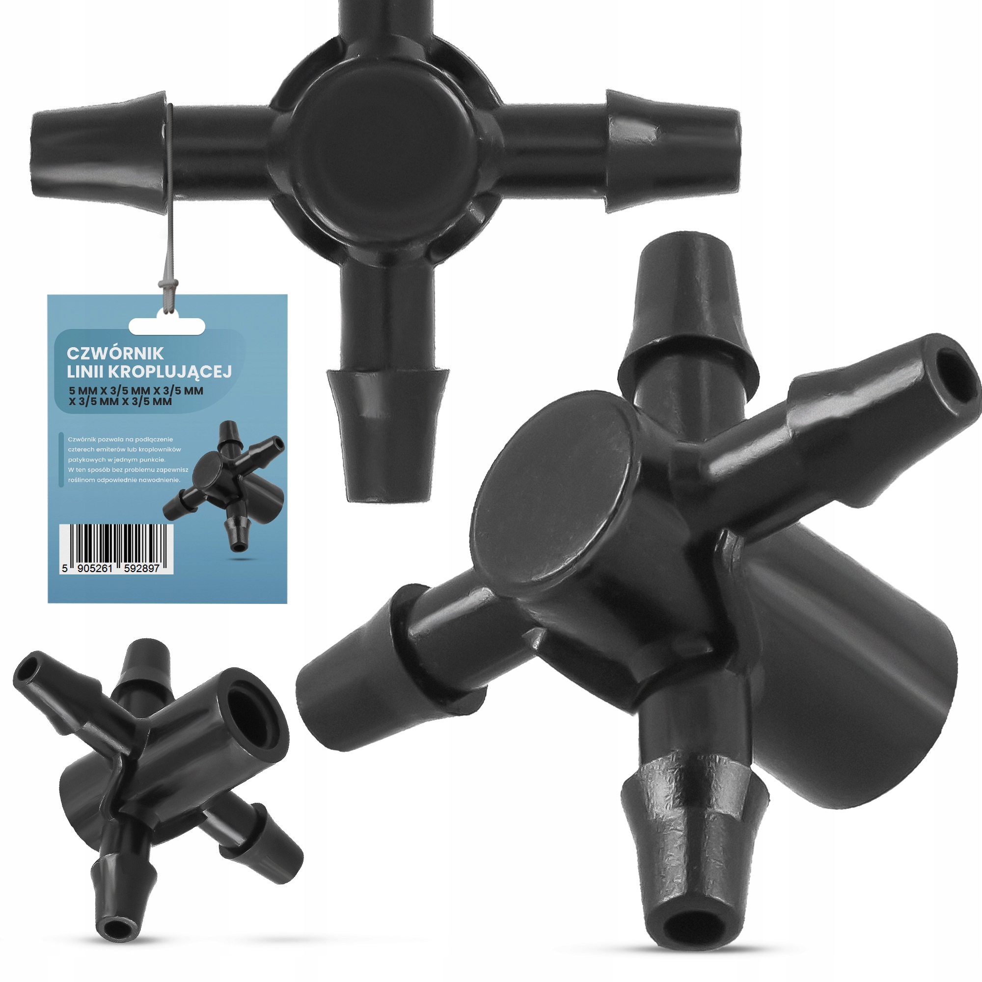 

Czwórnik Emiter Linia Kroplująca Rury Pe 5x3/5 mm
