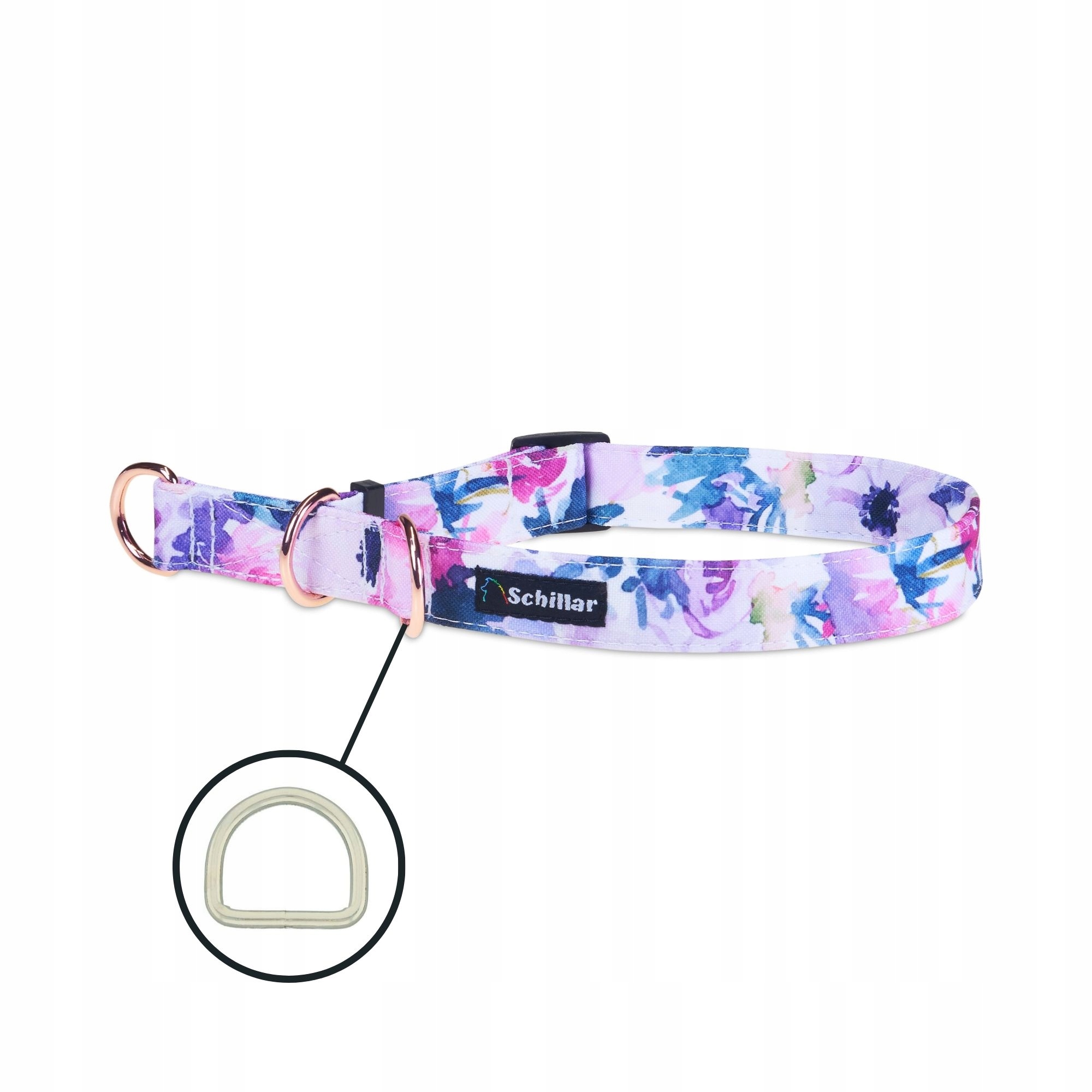 Levně Polostahovací obojek pro velkého psa barevný fialové květy L XL 40-60cm