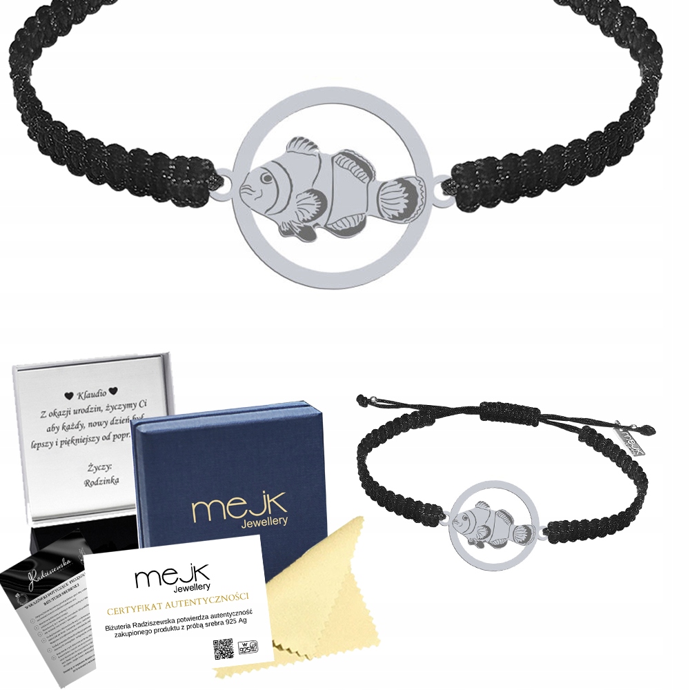 Stříbrný náramek Blázen 925 Makramé Šperky Dárek Gravírování Bonus