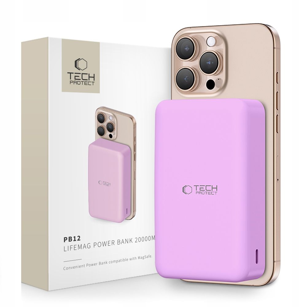 Tech-Protect PB12 LifeMag 20000mAh Magnetická powerbanka Lilac