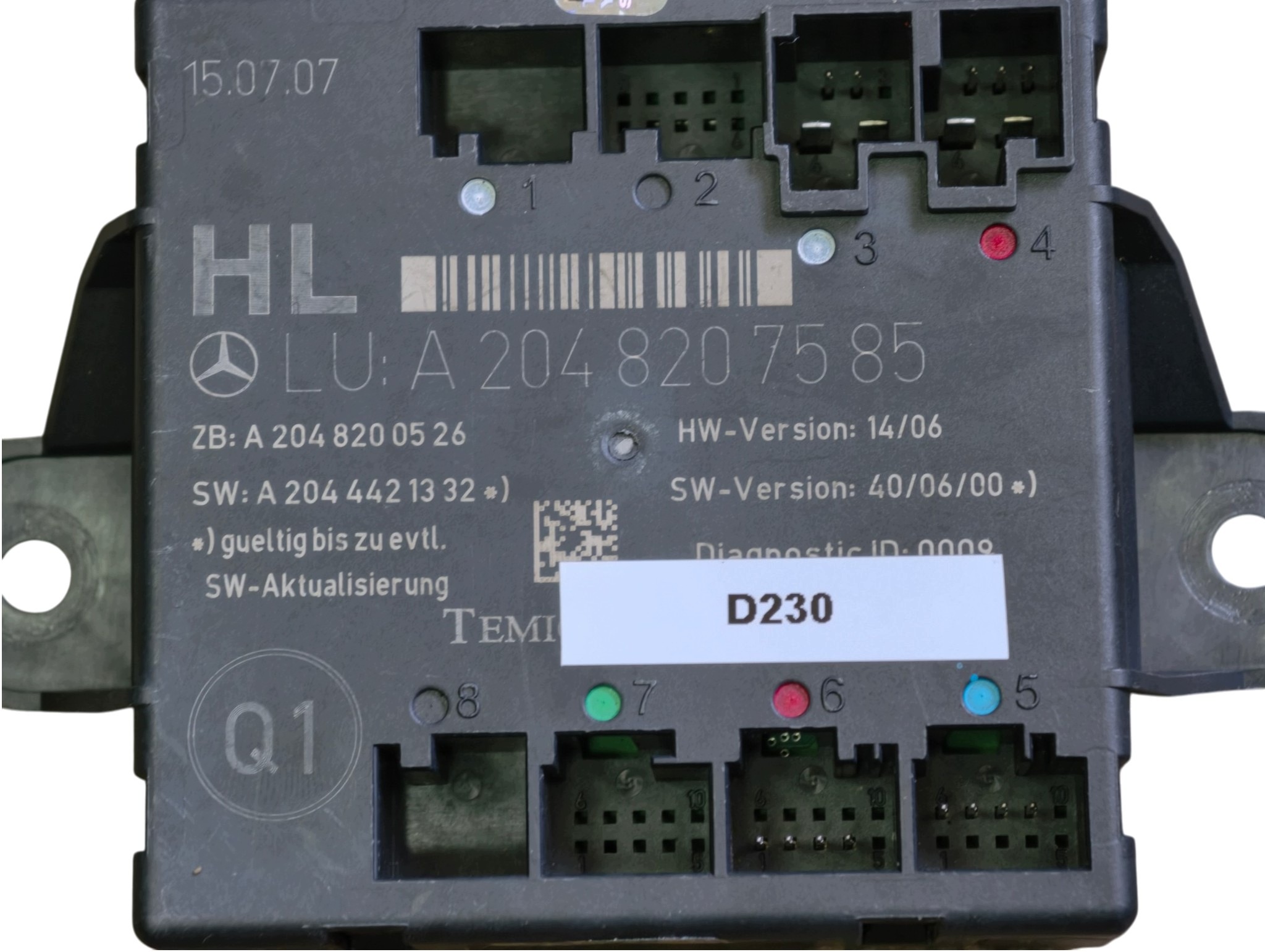 MERCEDES BENZ W204 module control unit door left rear part original A2048207585