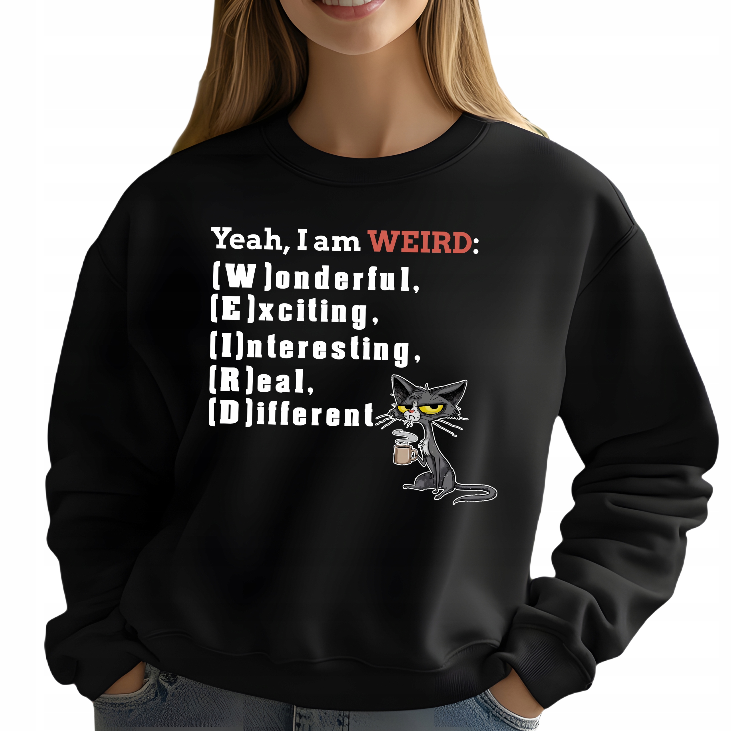 Mikina Černá Dresová Dárek Yeah I am Weird Velikost XL Zábavný Vzhled