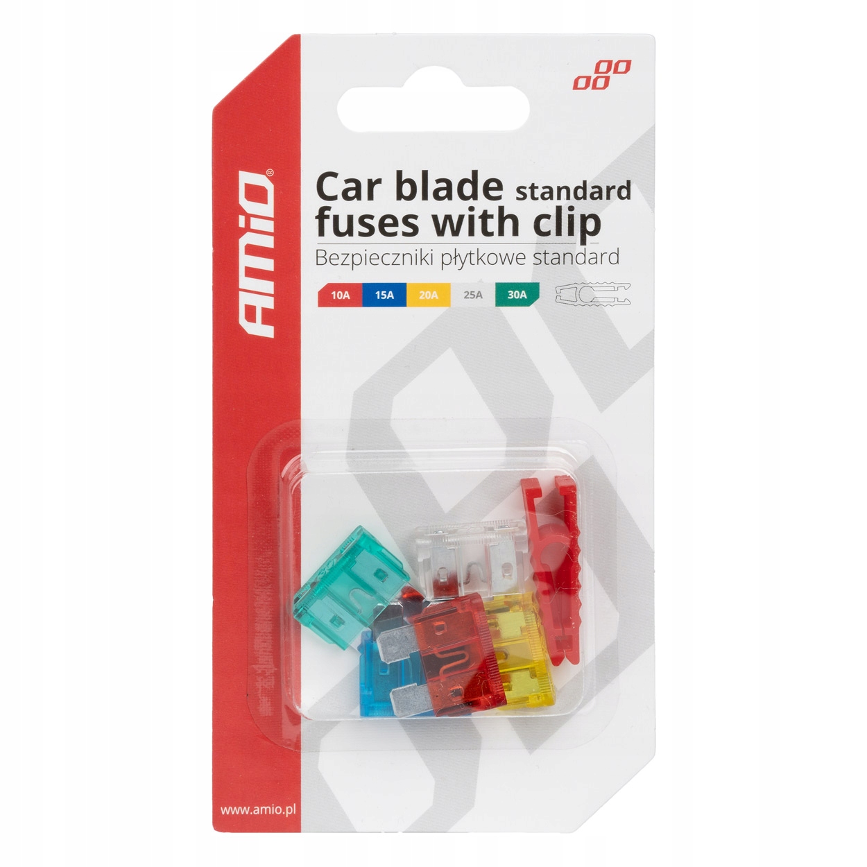 BEZPIECZNIKI SAMOCHODOWE PŁYTKOWE KOMPLET ZESTAW MIX + ŚCIĄGACZ AMiO MIX