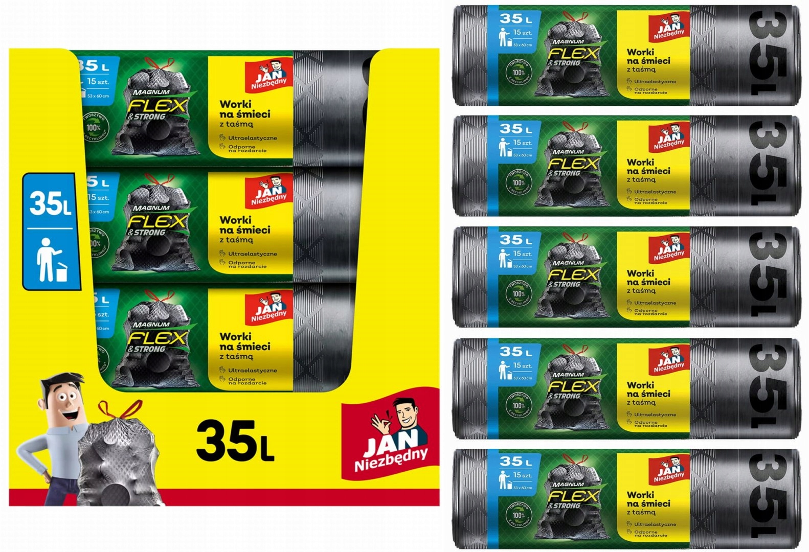 Jan Niezbędny sáčky LD Magnum Flex Páska 35L 15ks 5ks