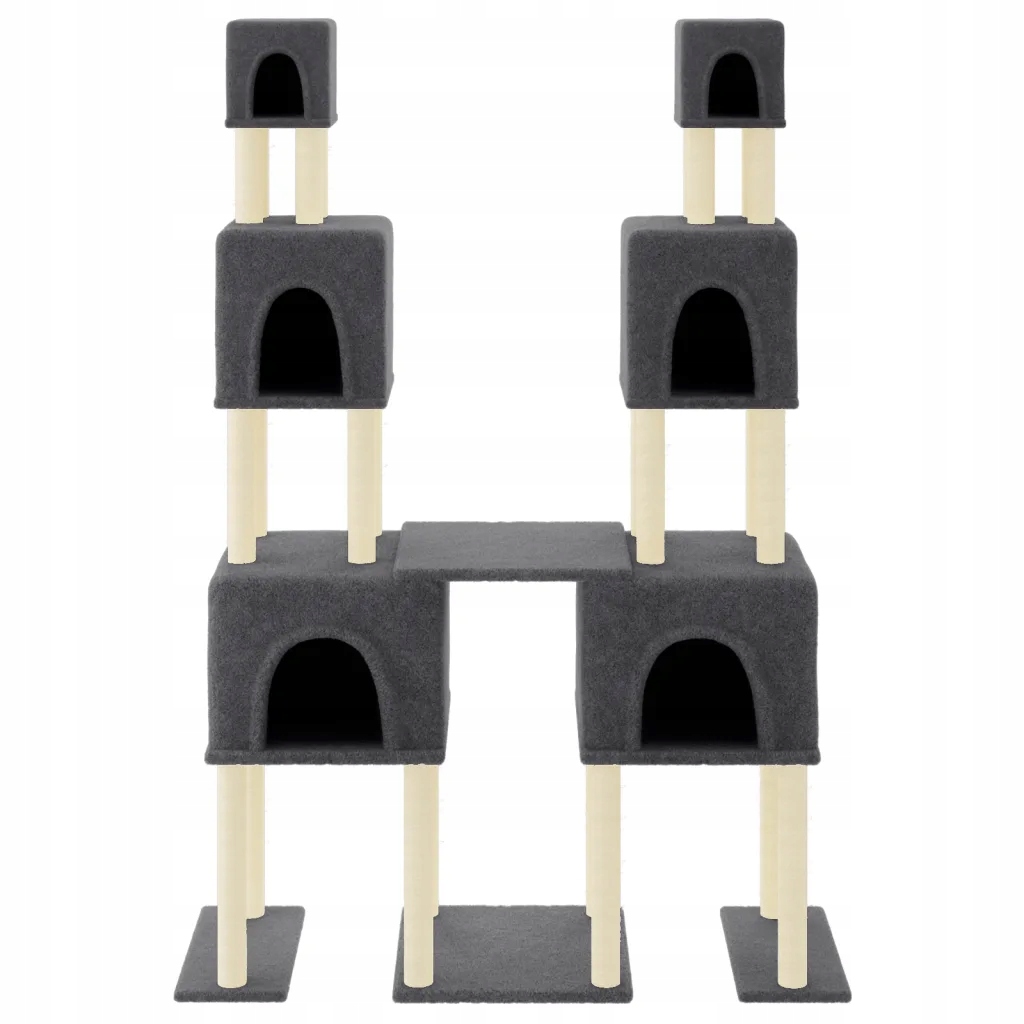 Škrabadlo pro kočky se sisalovými sloupky, tmavě šedé, 199 cm