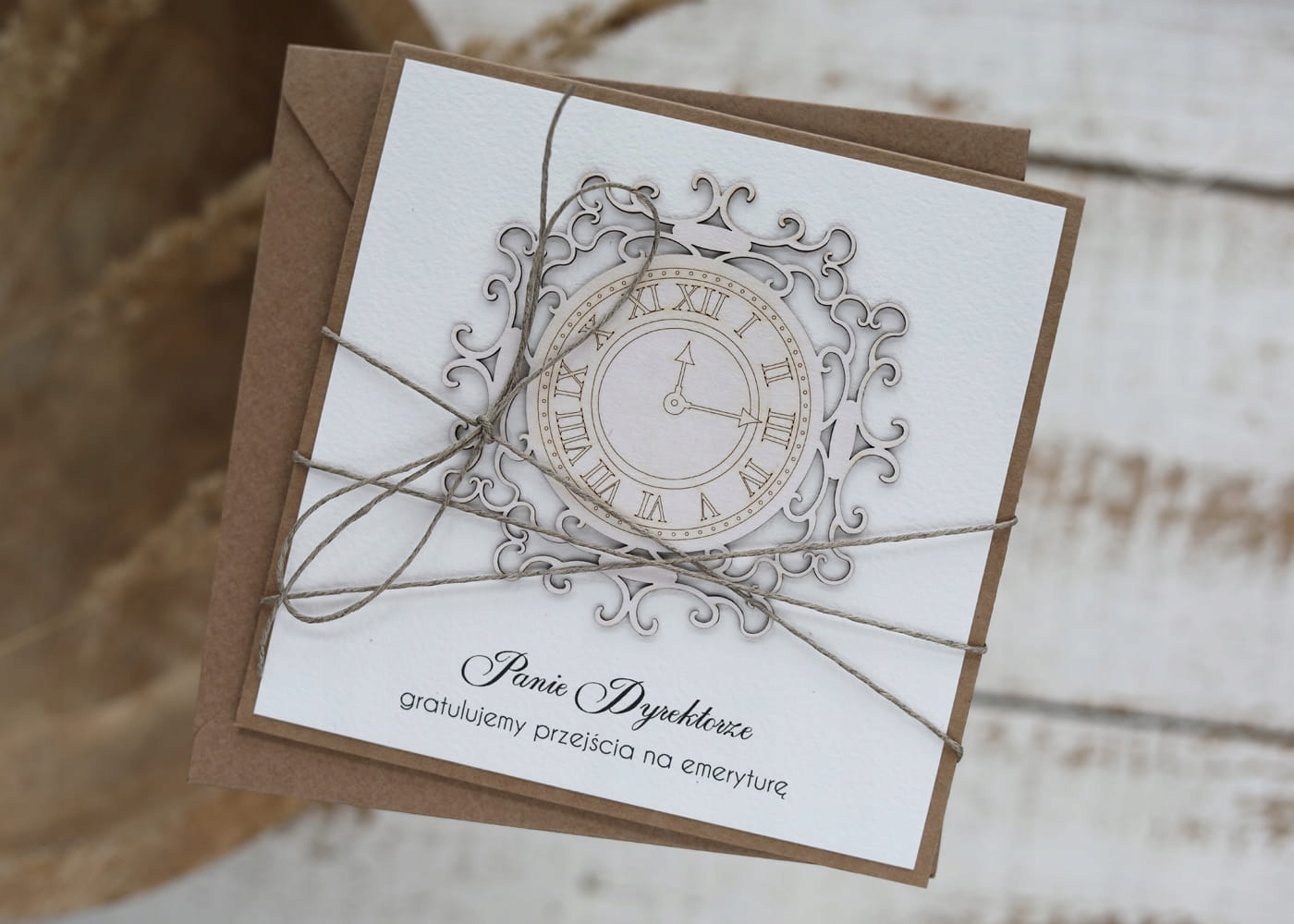Ručně vyráběná karta gratulace důchod