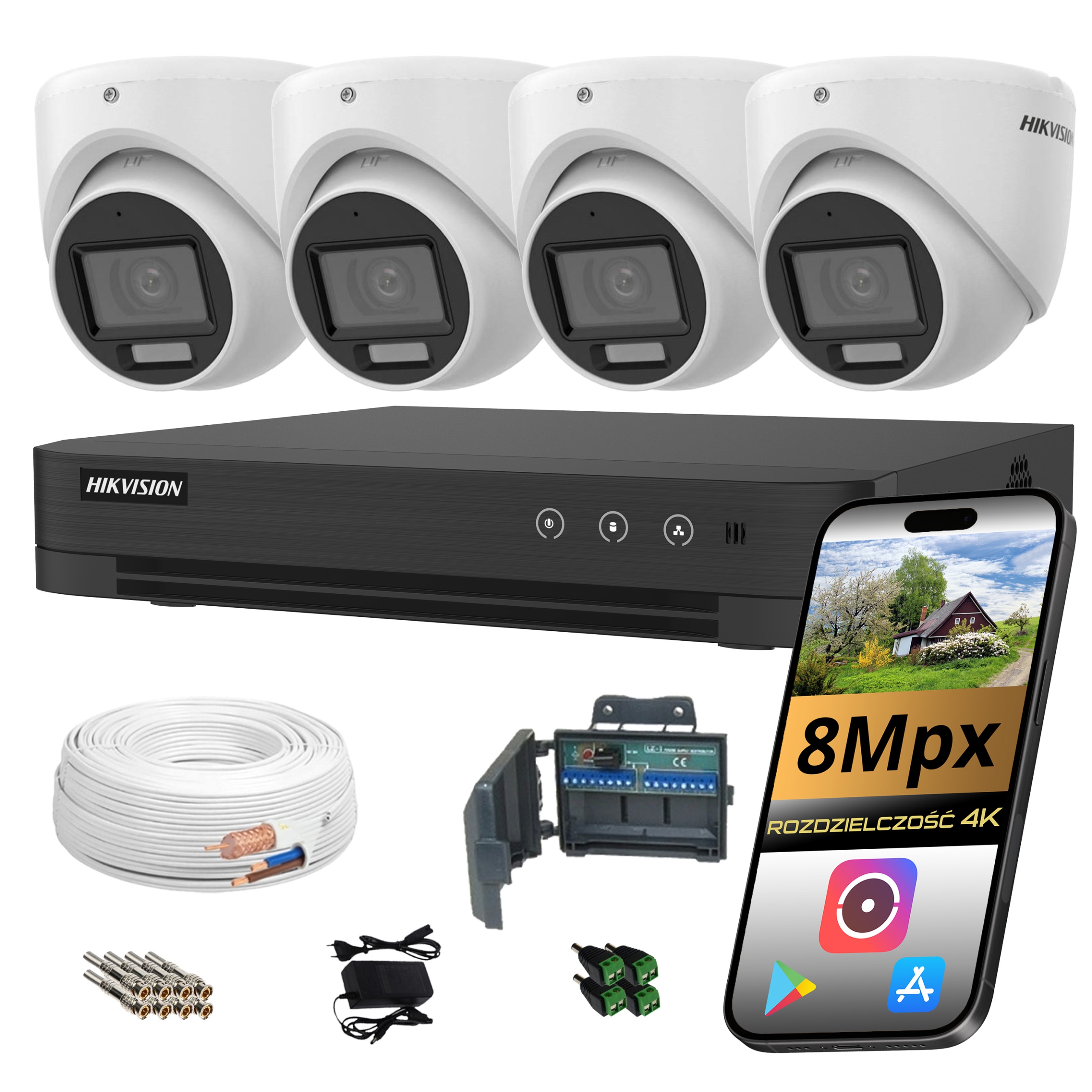 Monitorovací set Hikvision 4 kupolové kamery 4K 8Mpx Ir Led Ai AcuSense
