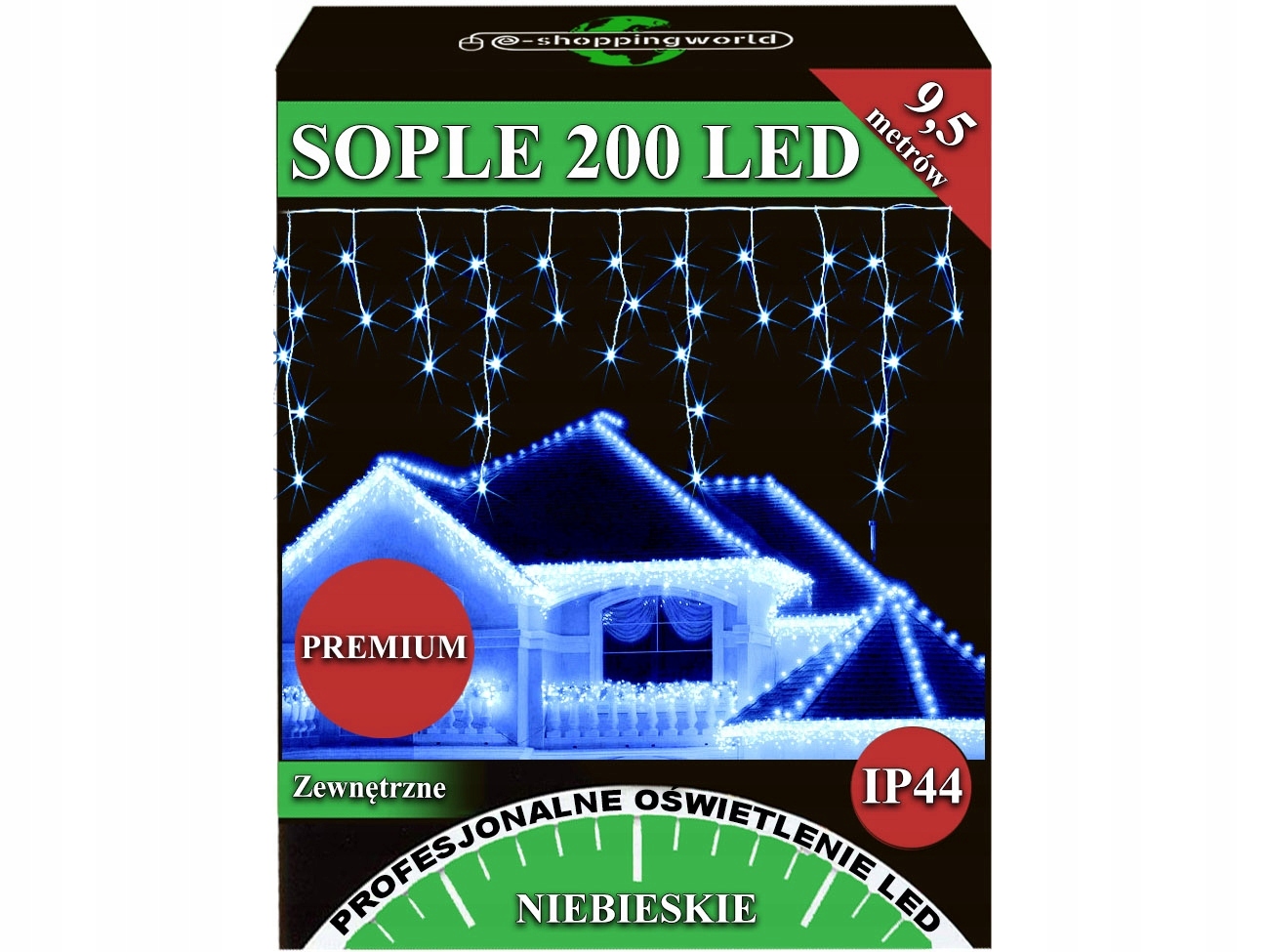 

Sople Zewnętrzne 200 Led Lampki Choinkowe Niebies