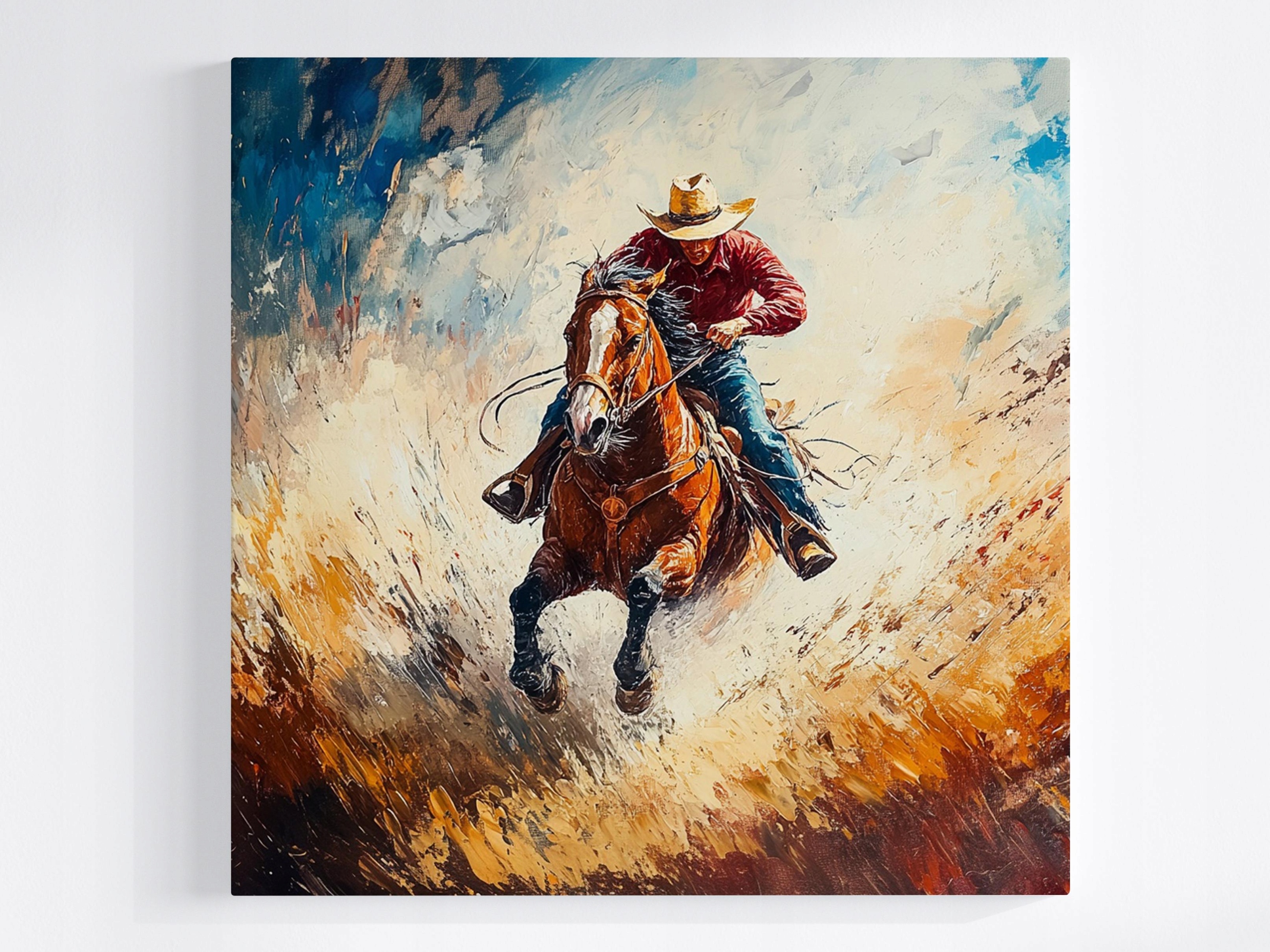 Obraz Na Plátně Canvas Zvíře Kůň Kovboj Jezdec Cval Rodeo Pohyb 60x60