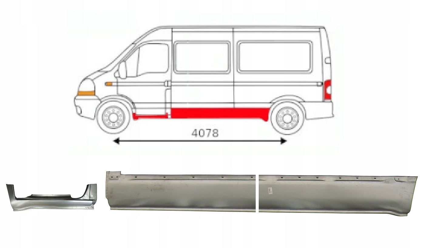 Комплект порогов / пороги Renault Master 98-10 Maxi версия левая сторона !