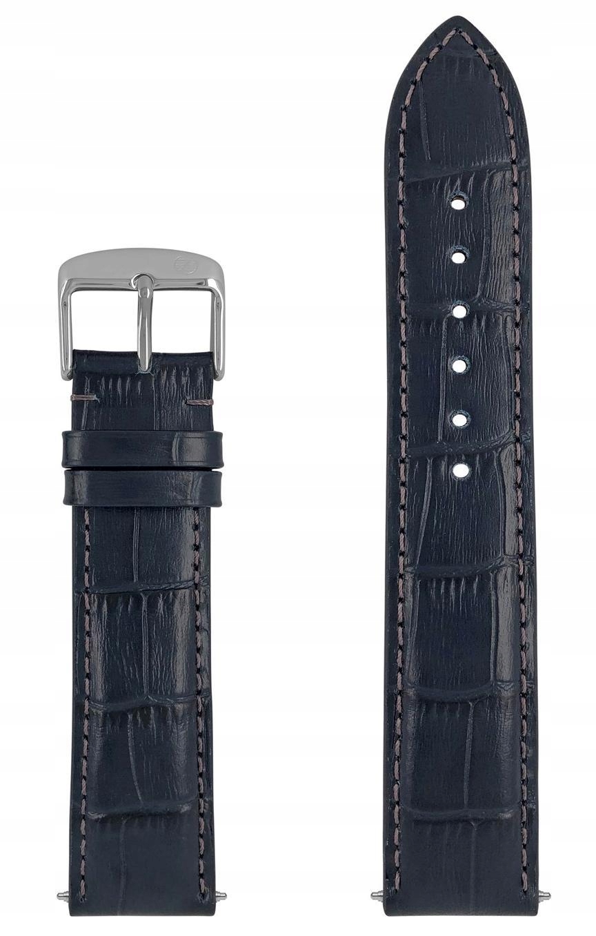 Nový Originální Kožený opasek Zeppelin, modrý, 22 mm, modely 7680, 8670