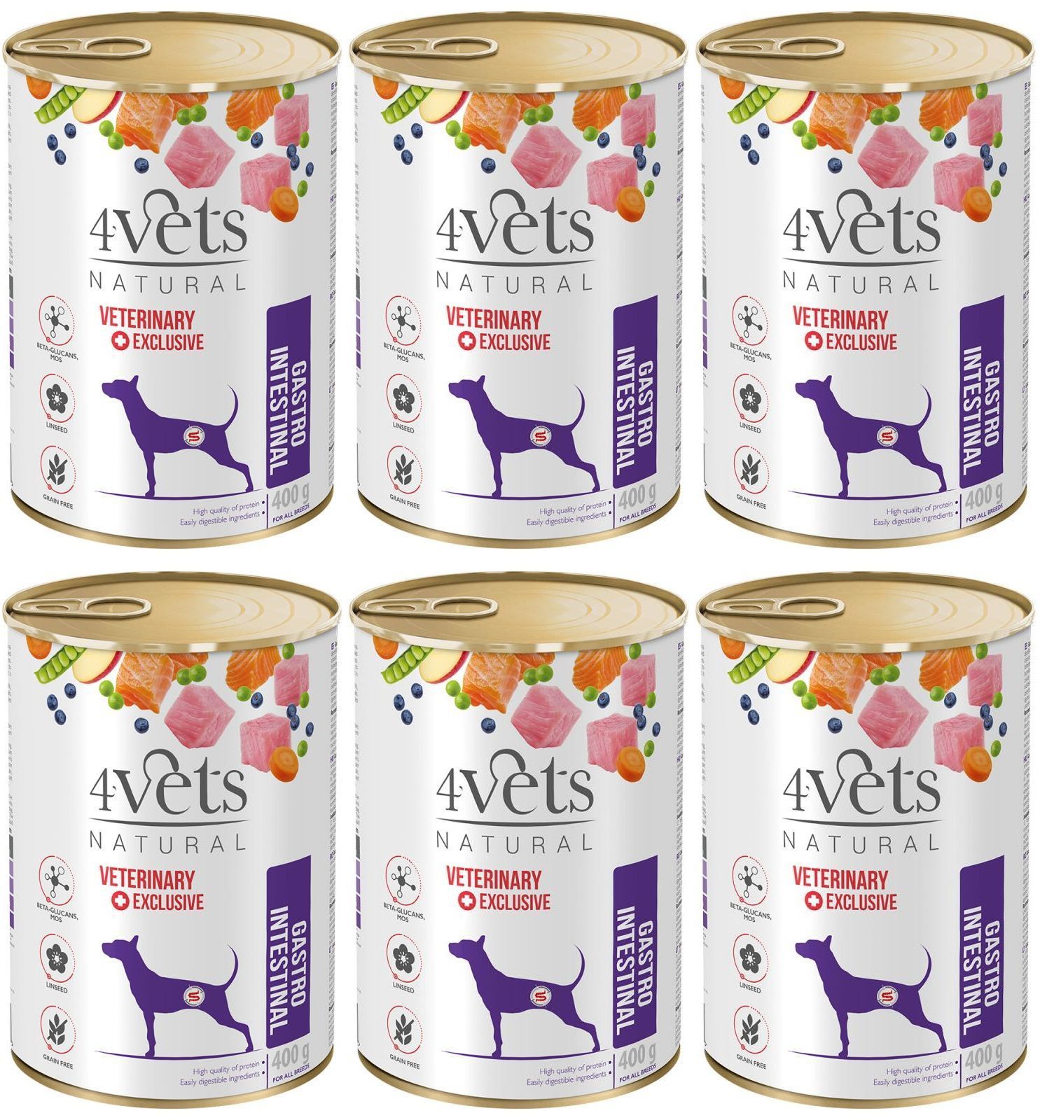 Levně 4Vets Natural Dog Gastro Intestinal 6 plechovek 400 g