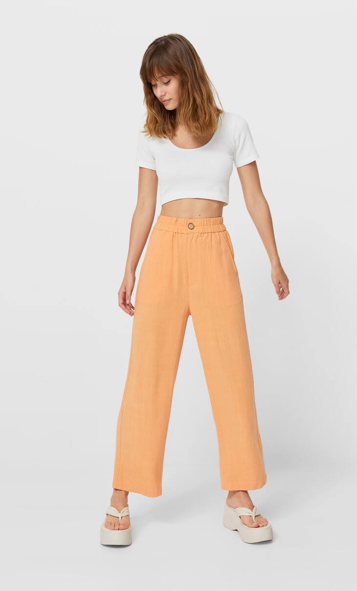 

Stradivarius_dzianinowe Szerokie Spodnie 1167148