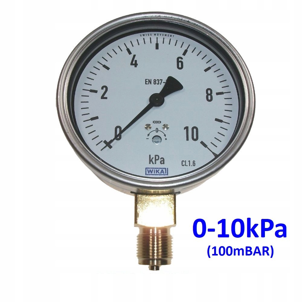 Manometr puszkowy 0-10kPa (100mBAR) M20x1,5 100mm Wika 612.20.100 EN837-3