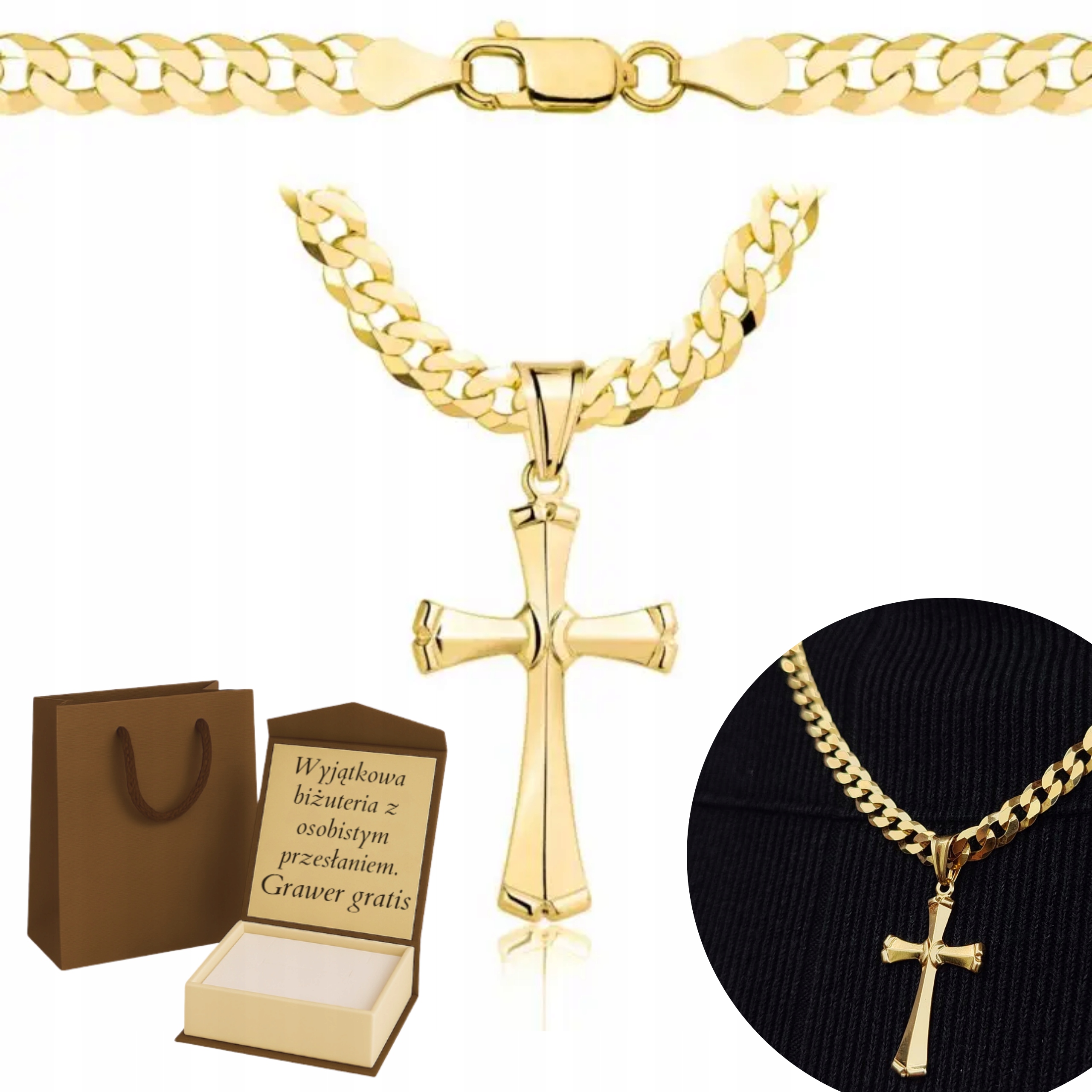 Zlatý Plný Řetízek Pánský Pancr S Křížkem Ryzost 925 585 Gravírování Bonus