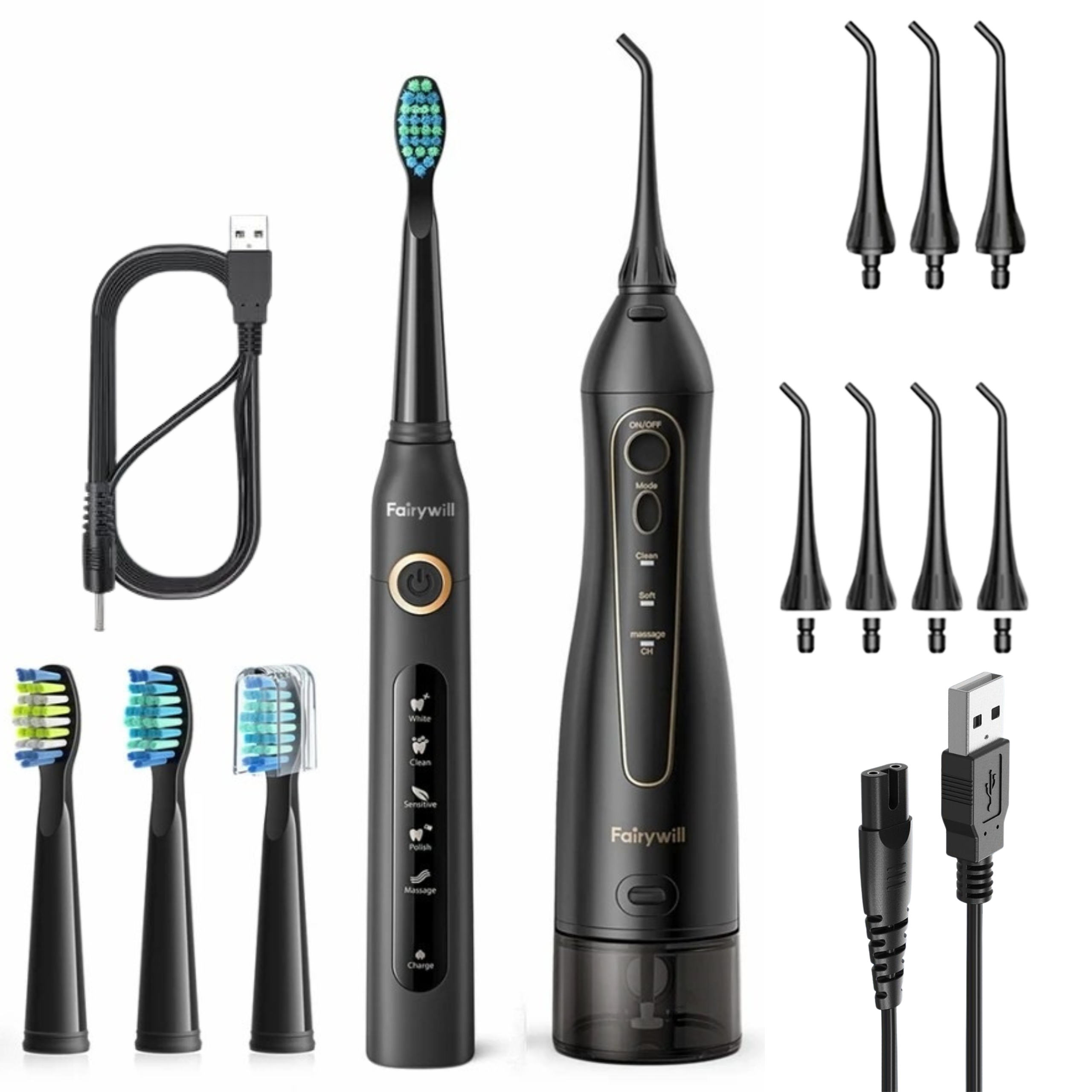 Zestaw Irygator Do Zębów Szczoteczka Soniczna Z Końcówkami