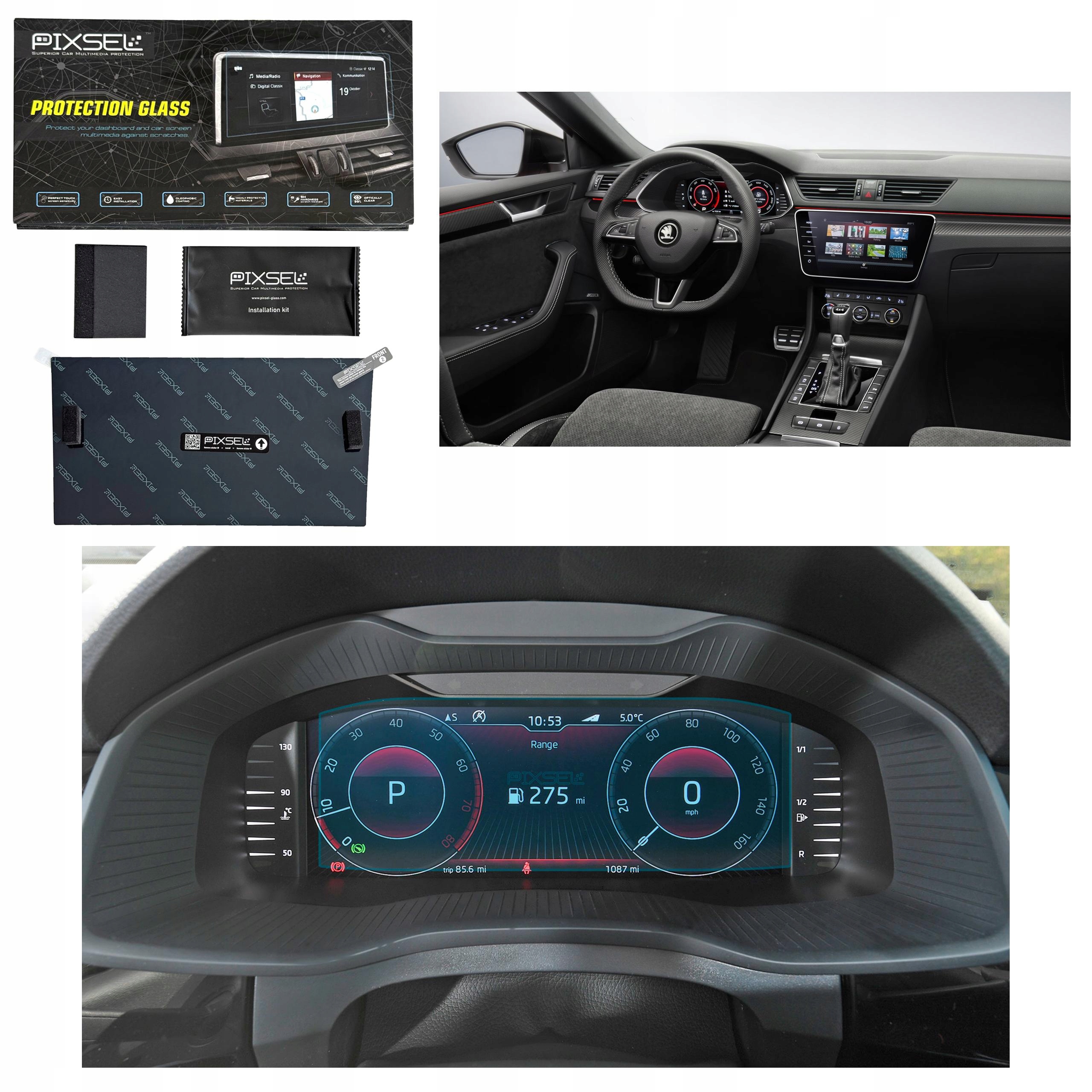 Antyodciskowe Matowe Szkło Ochronne Skoda SUPERB-9.9“ 2019-2024