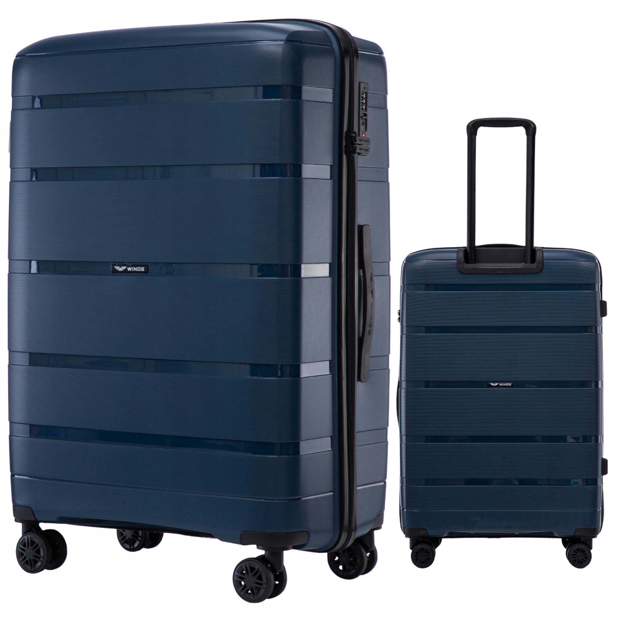 Cestovní zavazadlo XXL Wings polypropylen Kufr velký Tsa prostorný na 4 kolečkách