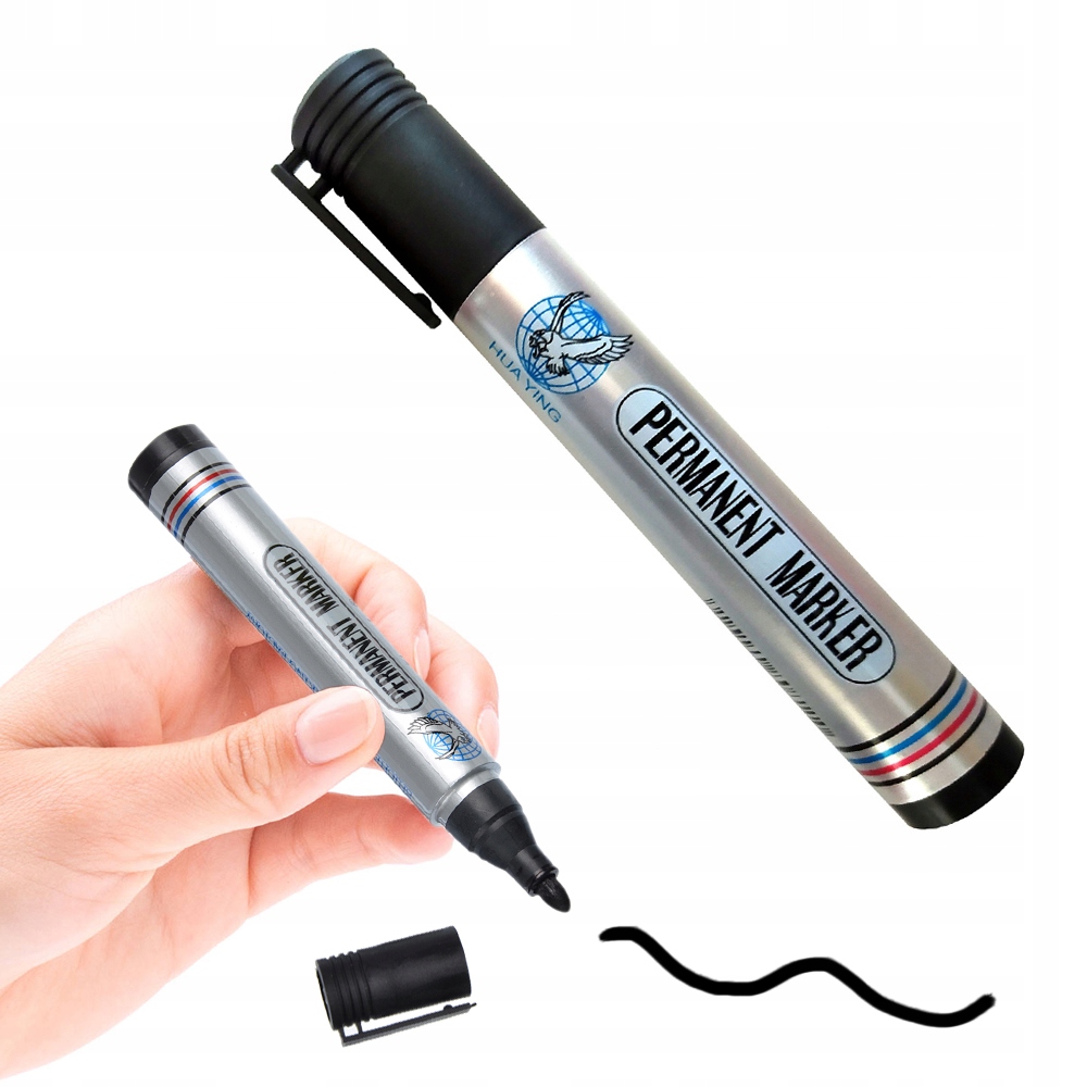 CZARNY MARKER PERMANENTNY MAZAK WODOODPORNY