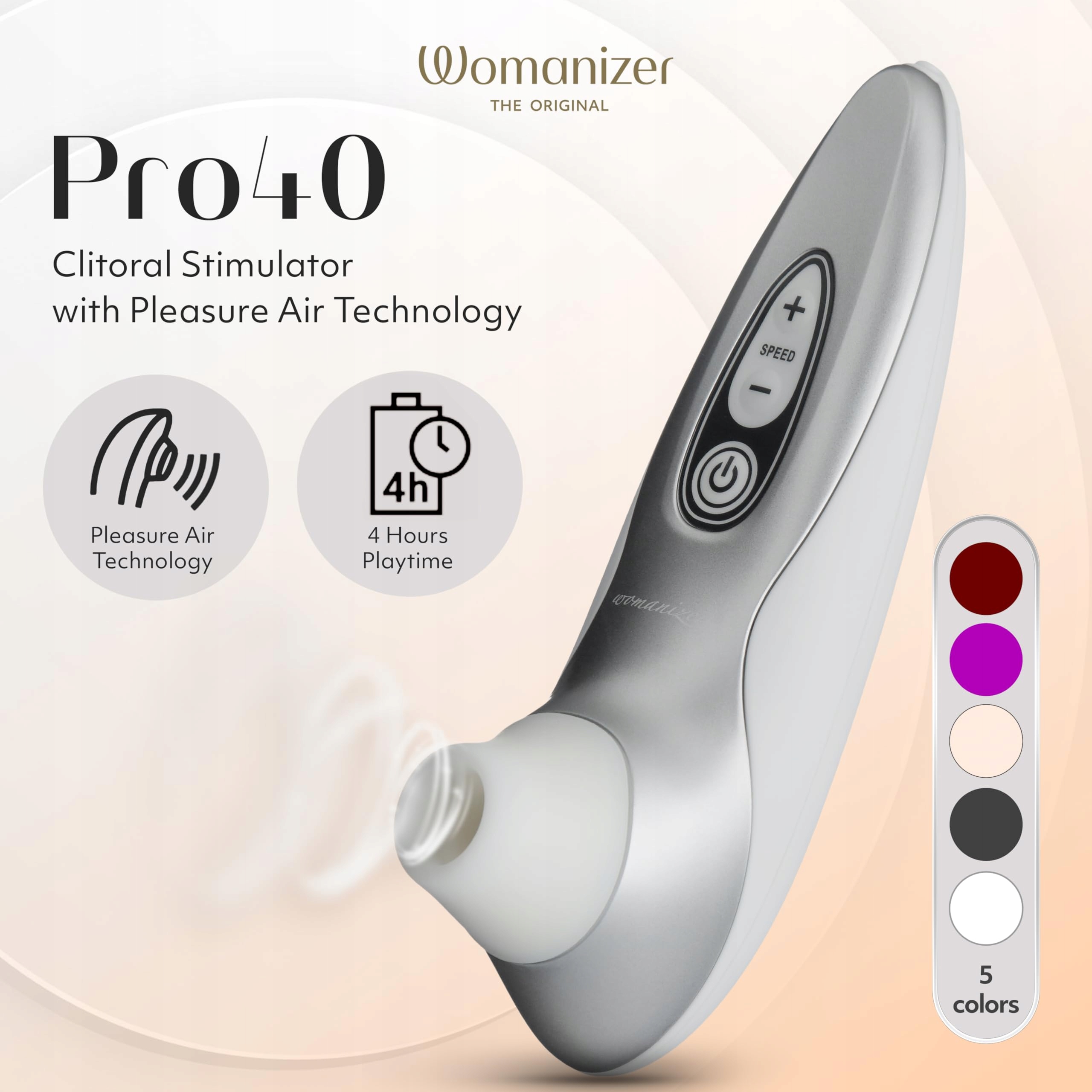 WOMANIZER Pro40 Klitoris Stymulator Wibrator Dla Kobiet Wodoodporny — miniatura 2