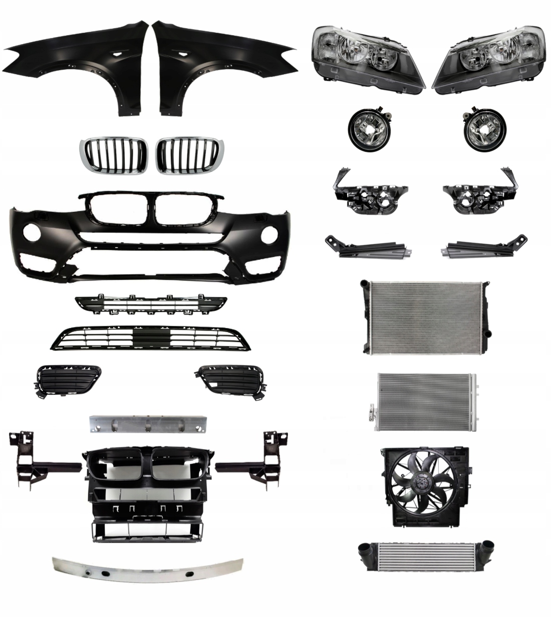 BMW X3 F25 14-17 Zderzak Maska Pas Belka ZESTAW CZĘŚCI