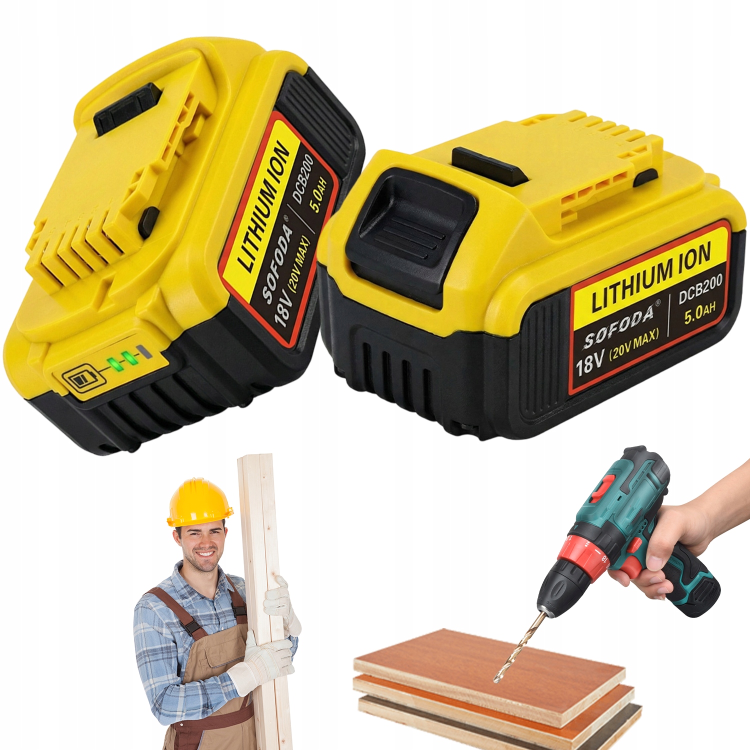 Akumulátor Pro Vrtačku 18V 5000MAH Li-ion 2KS Je Vhodný Pro Nářadí Dewa
