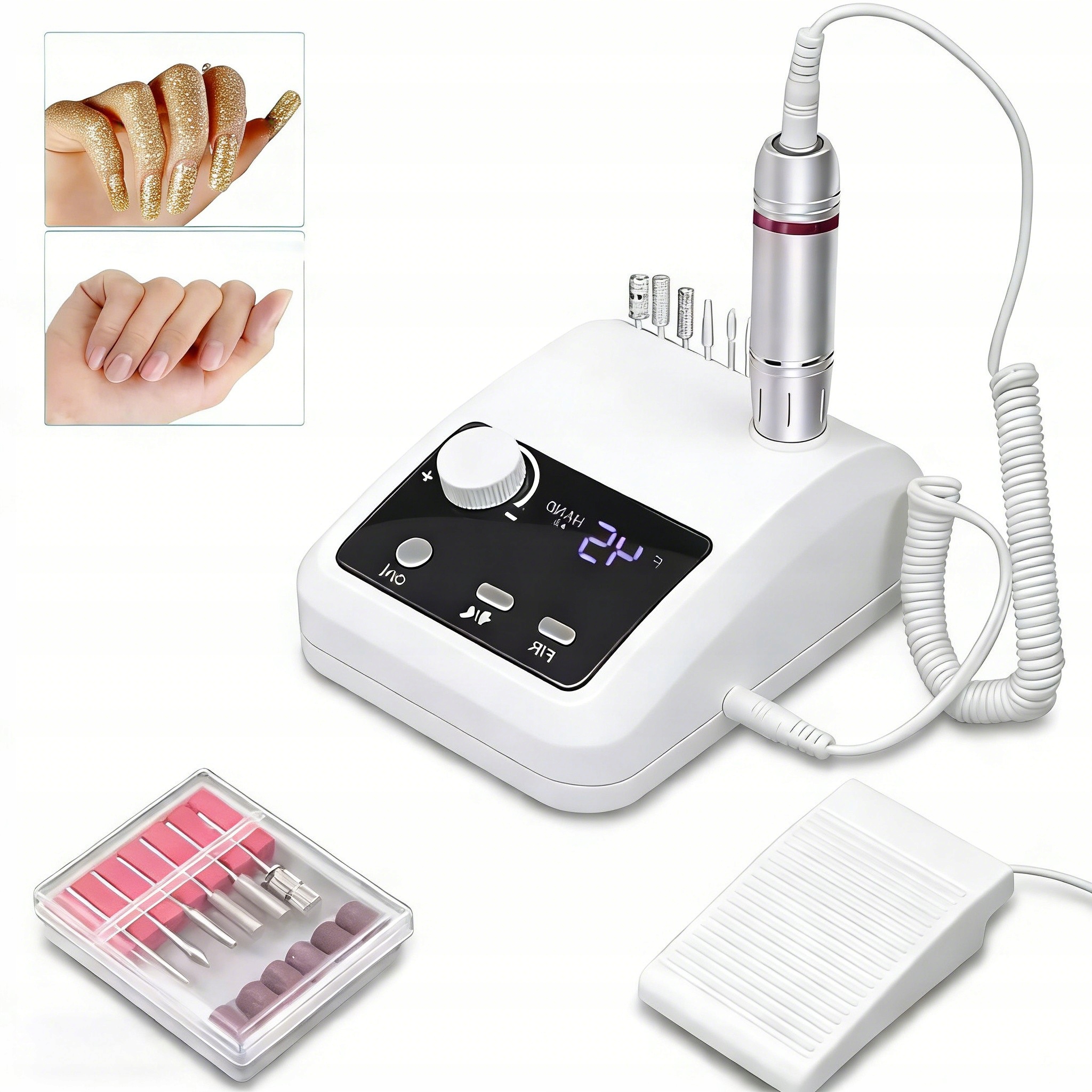 Frézka Na Nehty Manikúra Pedikúra Profesionální Sada Fréz Bílá