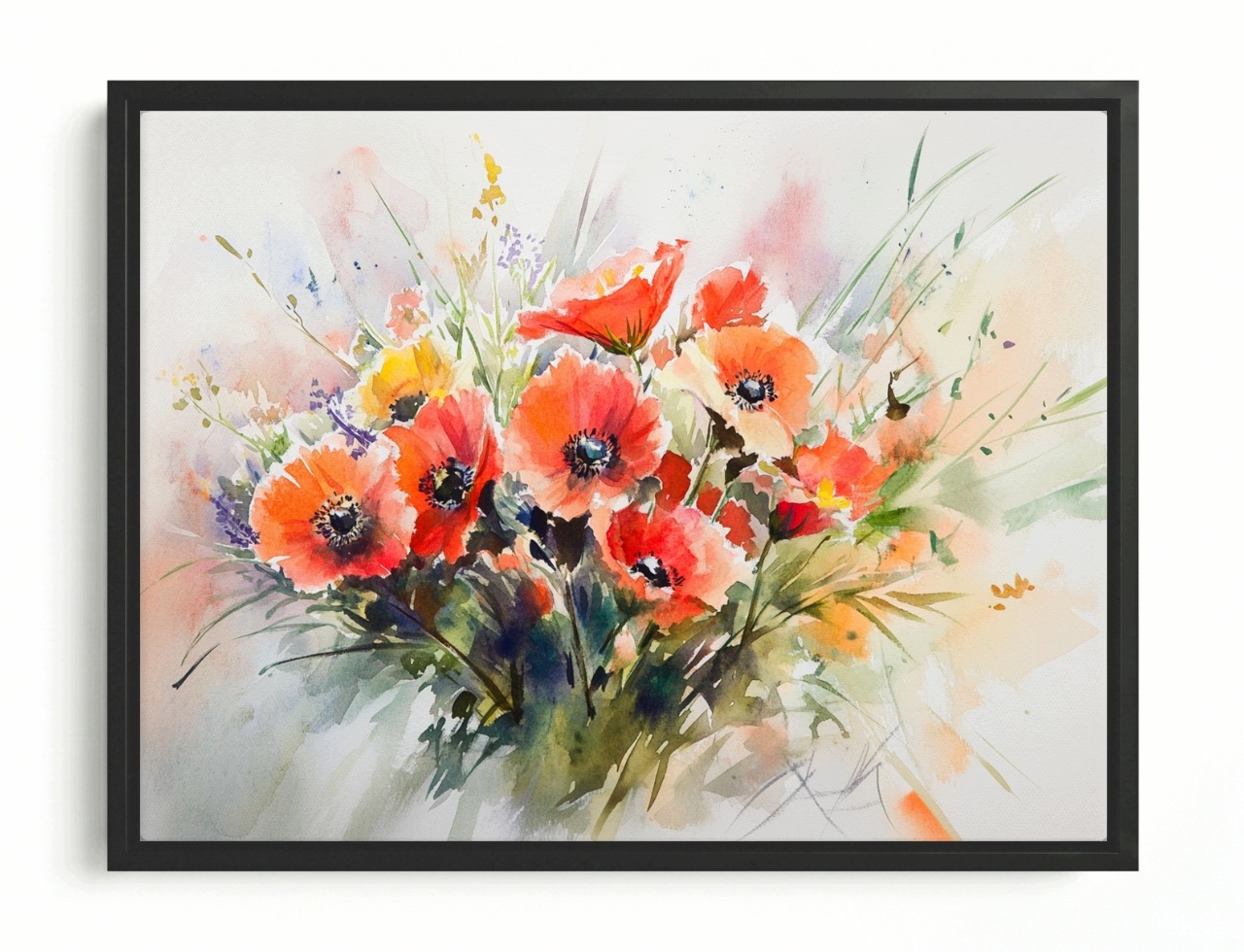 Obraz Rám Americký Box Příroda Dekorace Polní Květiny Kytice Máky 80x60