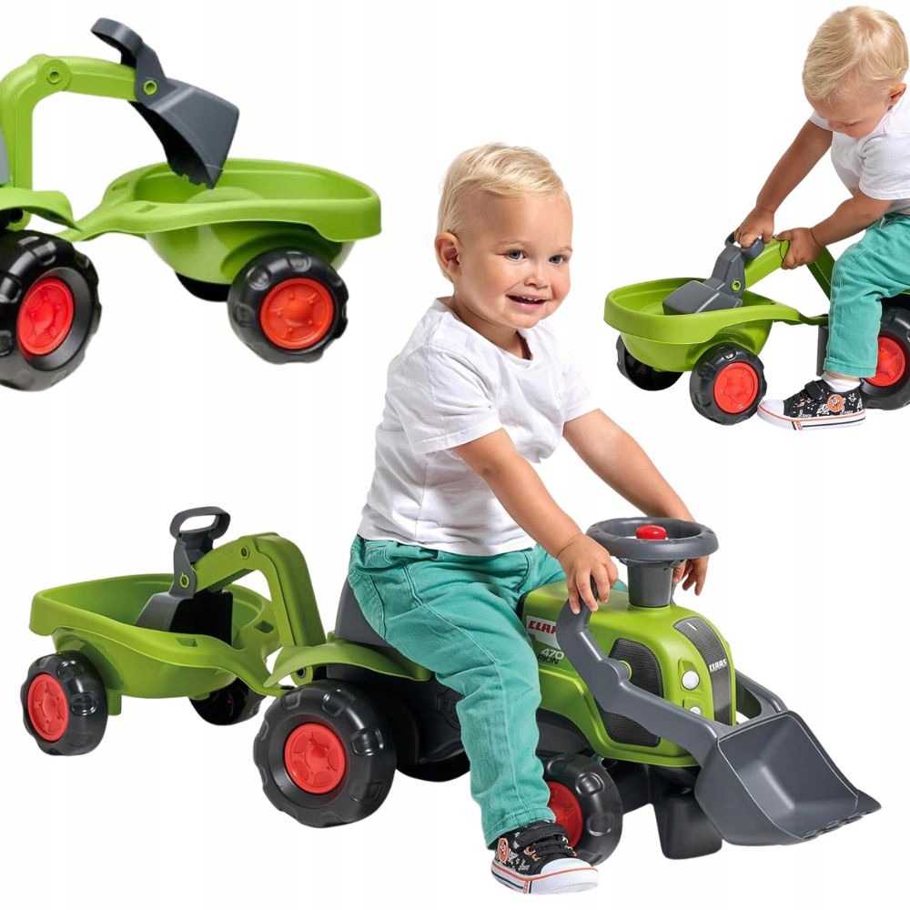 Traktorek Jeździk Baby Claas Z Przyczepką Łyżką Klakson 12m+ Falk