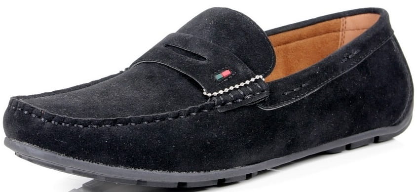 CZARNE MOKASYNY TOMY MĘSKIE BUTY ZAMSZOWE WSUWANE CASUAL SUPER MODNE Materiał zewnętrzny skóra ekologiczna