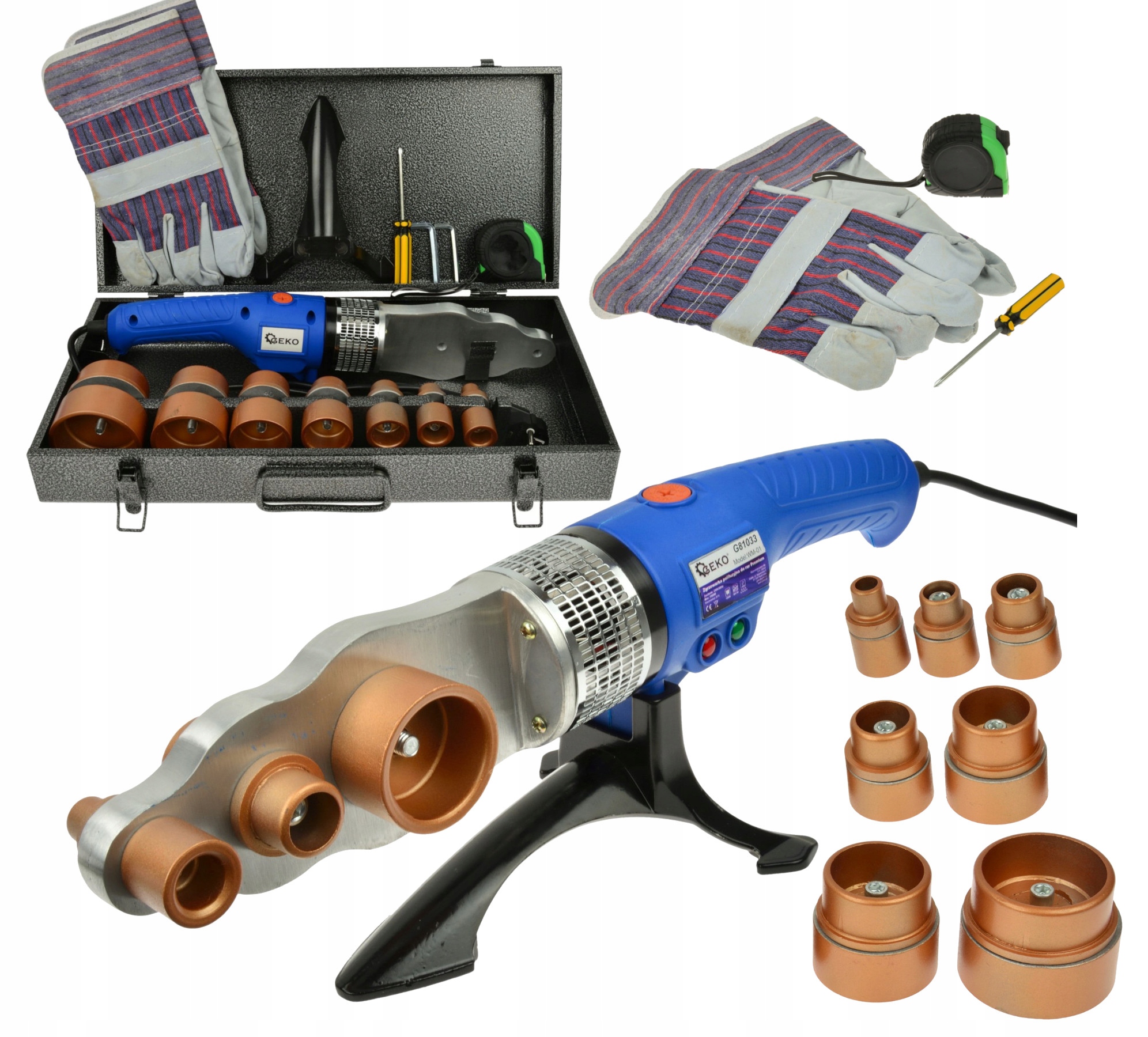 ZGRZEWARKA POLIFUZYJNA ZE STOJAK DO RUR PP-R 1500W KOMPLET 16-63mm G81033