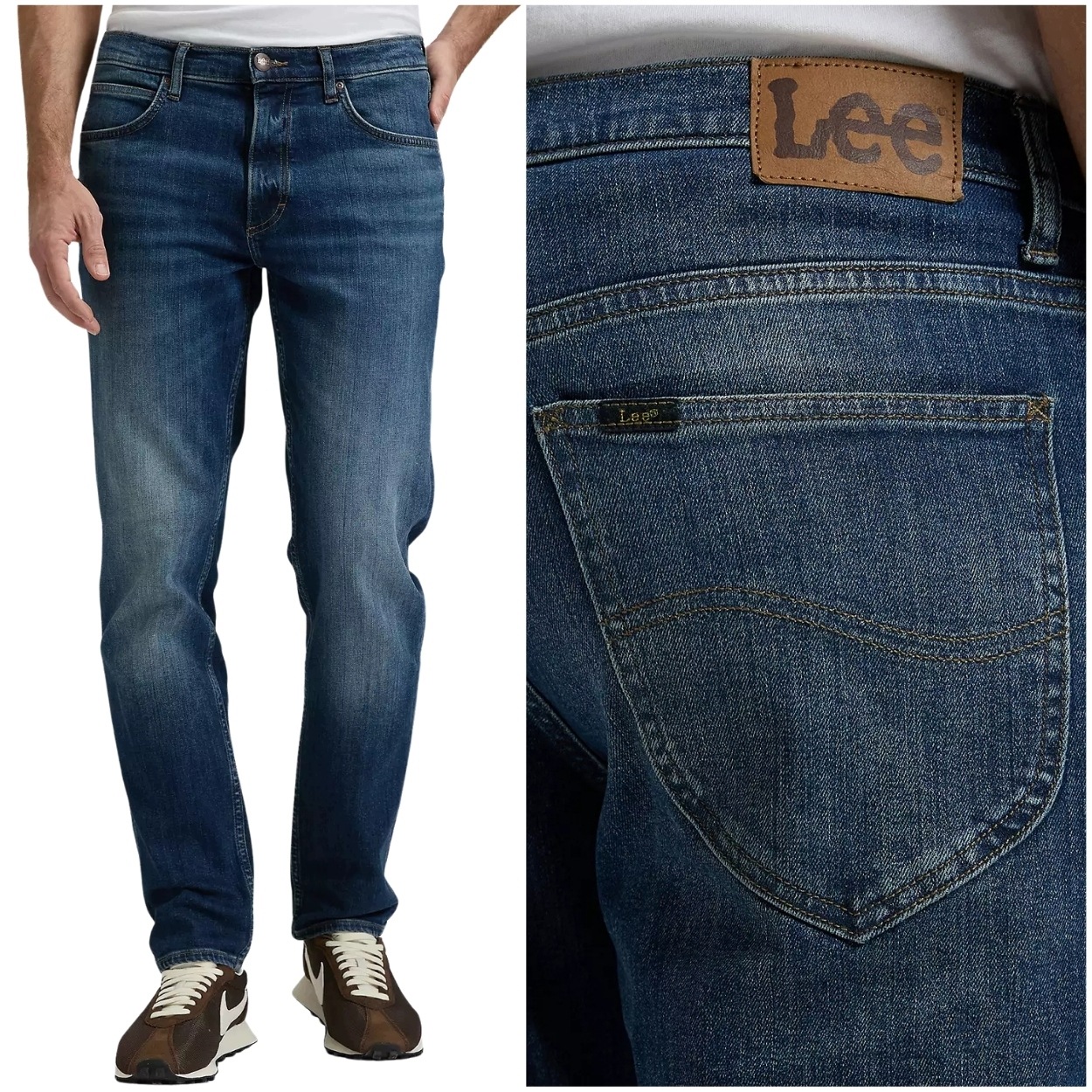 Lee David regular tapered Rusty Rivet klasyczne spodnie jeansowe W32 L32