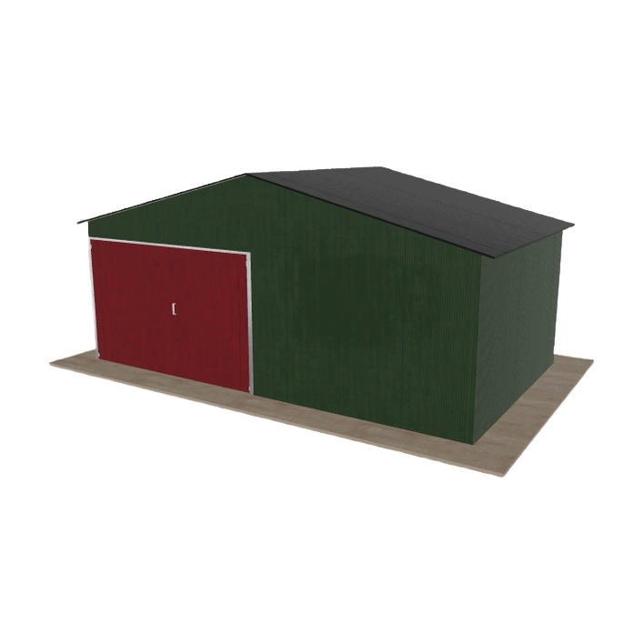 Plechová garáž 6x3.5 m jednopolohová, dvouspádová, zelená