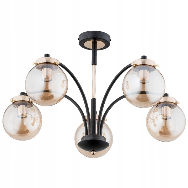 Moderný loftový luster Viola Čierno-zlaté jantárové bubliny do jedálne