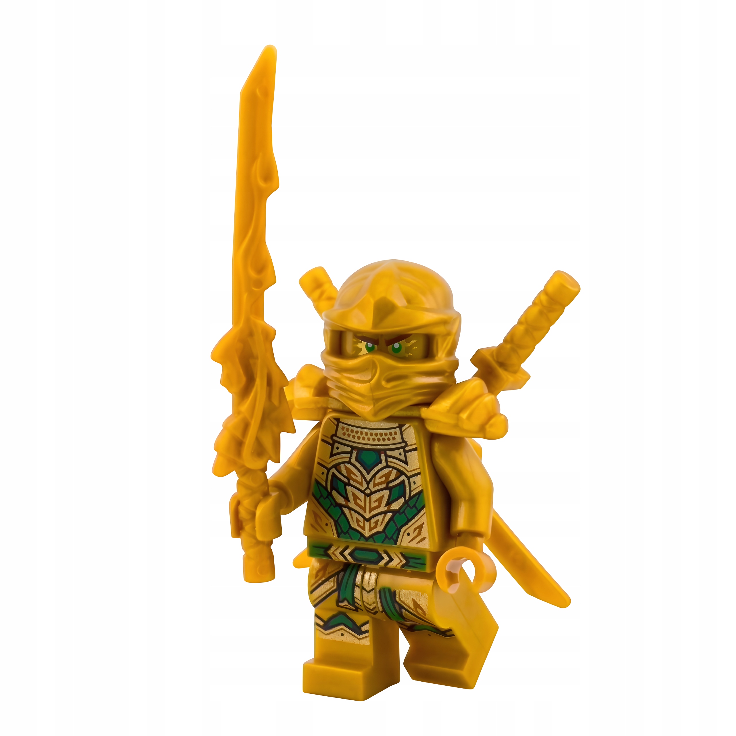 Nová Lego figurka Ninjago Zlatý Lloyd s maskou 2 Katany Dračí meč