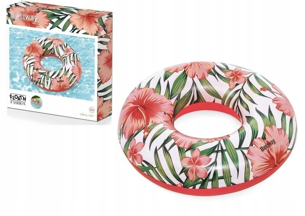 36237 BESTWAY KÓŁKO KOŁO DMUCHANE DO PŁYWANIA 119 CM LIŚCIE RÓŻOWE