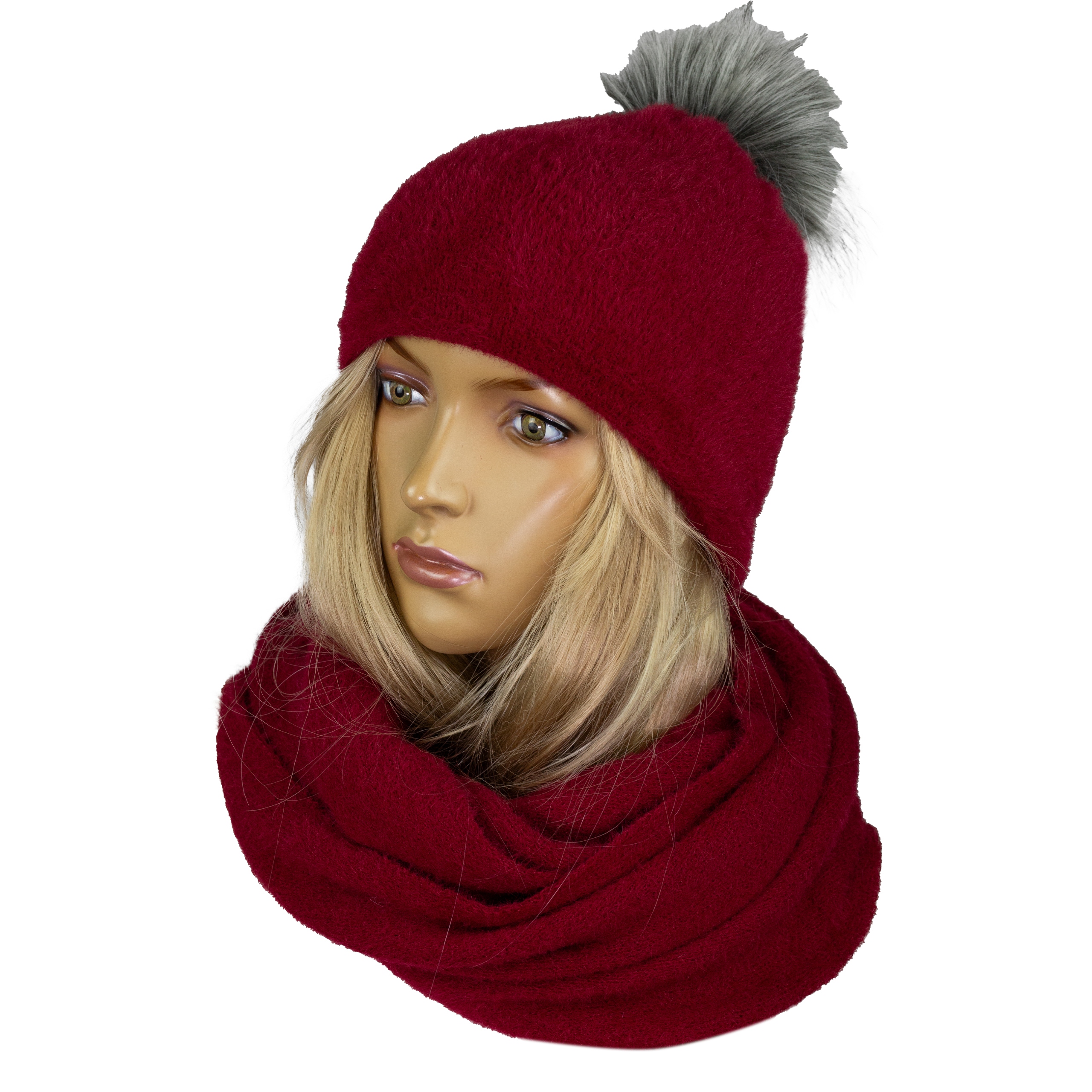MG# ALPAKA komplet CZAPKA Z POMPONEM + KOMIN Płeć kobieta