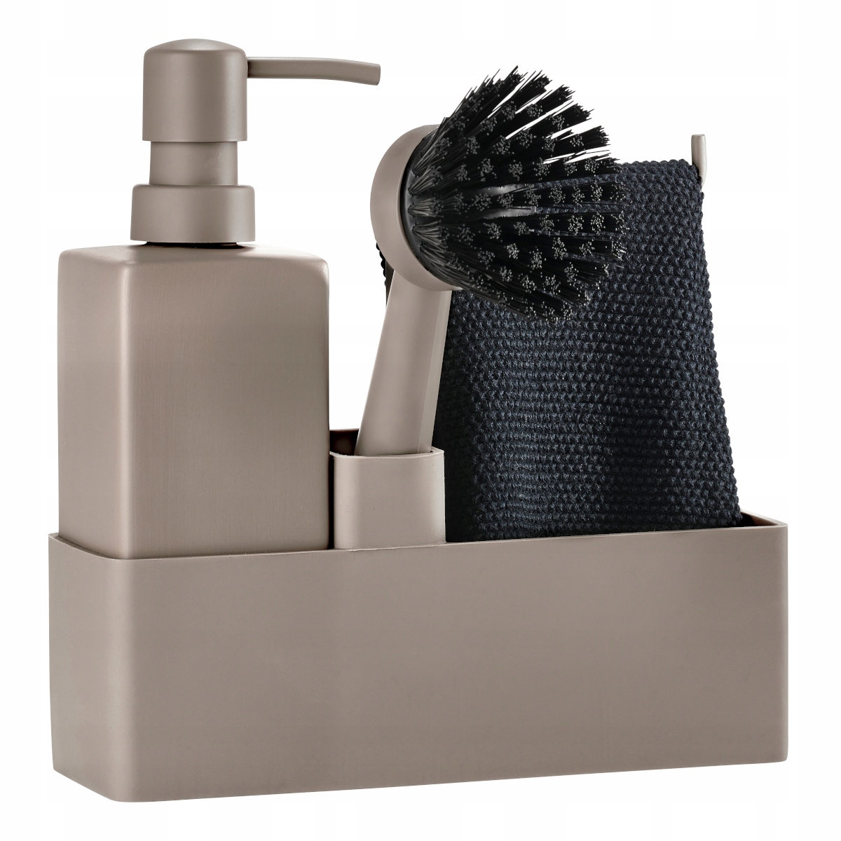 Zone Organizér do dřezu Zásobník na tekutinu a kartáč na mytí Taupe