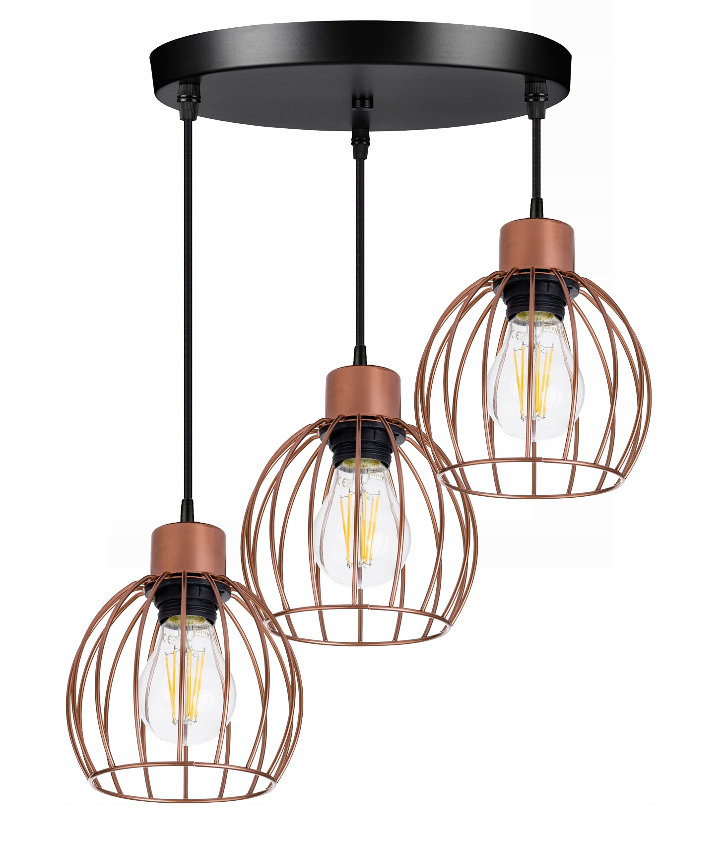 Závěsná lampa závěsný lustr loftová koule měď