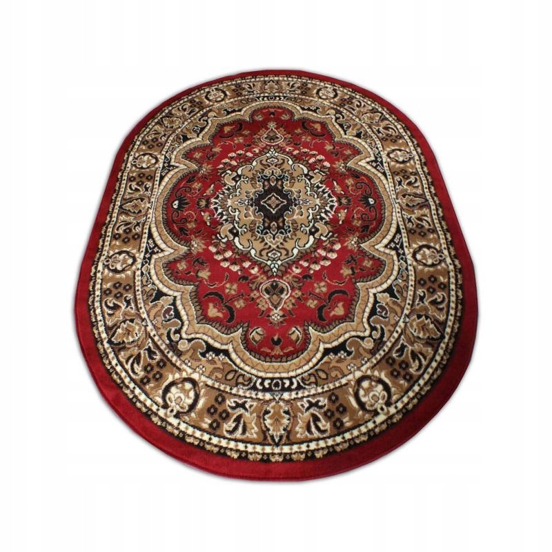 

Tani owalny dywan klasyczny czerwono-brąz 80x150