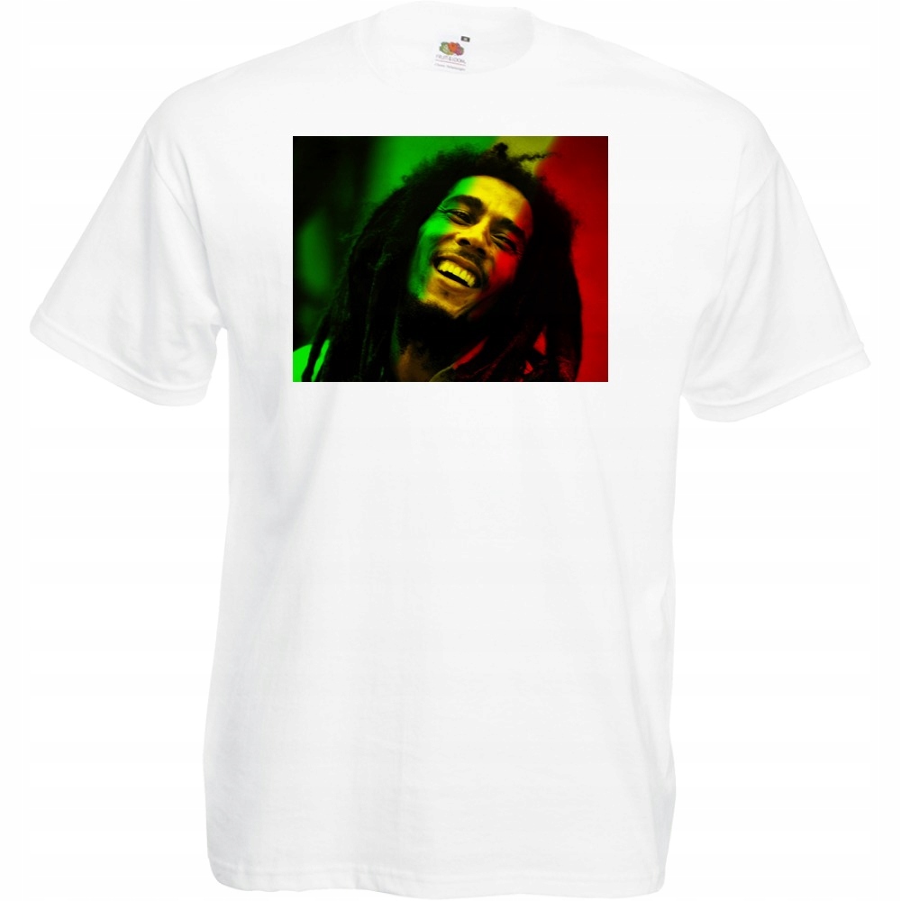 

Koszulka z nadrukiem Marley reggae rasta XXL biała