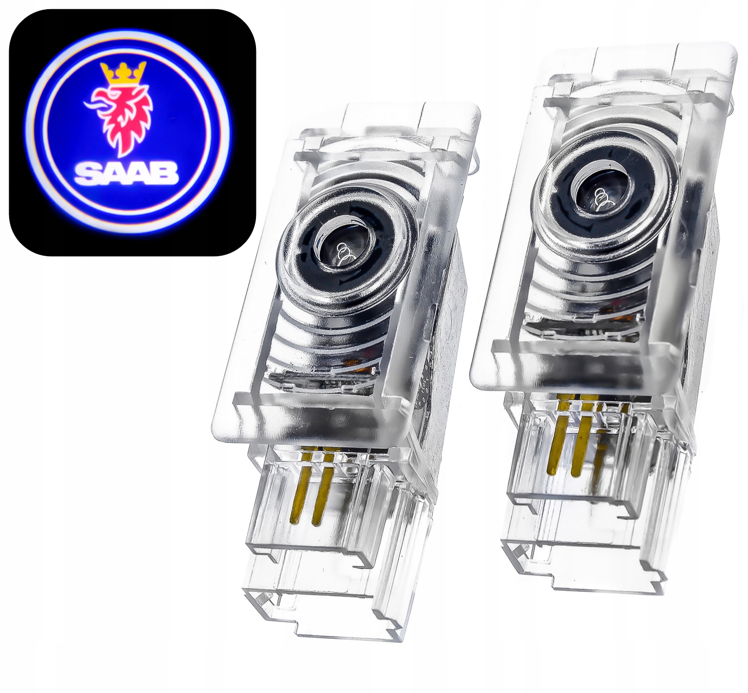2x Led projektor Logo Saab Lampičky do dveří 9-4X 9-5 Aero 95 9 5 Světlo Hd