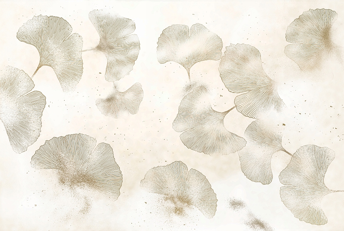 Vinylová tapeta na zeď do ložnice ginkgo 368 x 248 cm