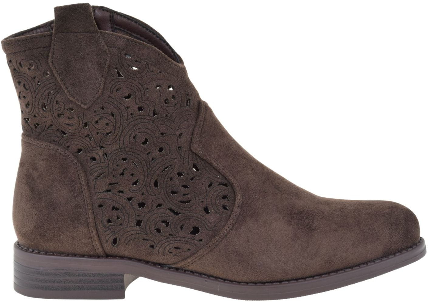 Dámské kotníkové boty hnědé čokoládové ažurové nad kotník S.Barski HY61-8026 VEL.40