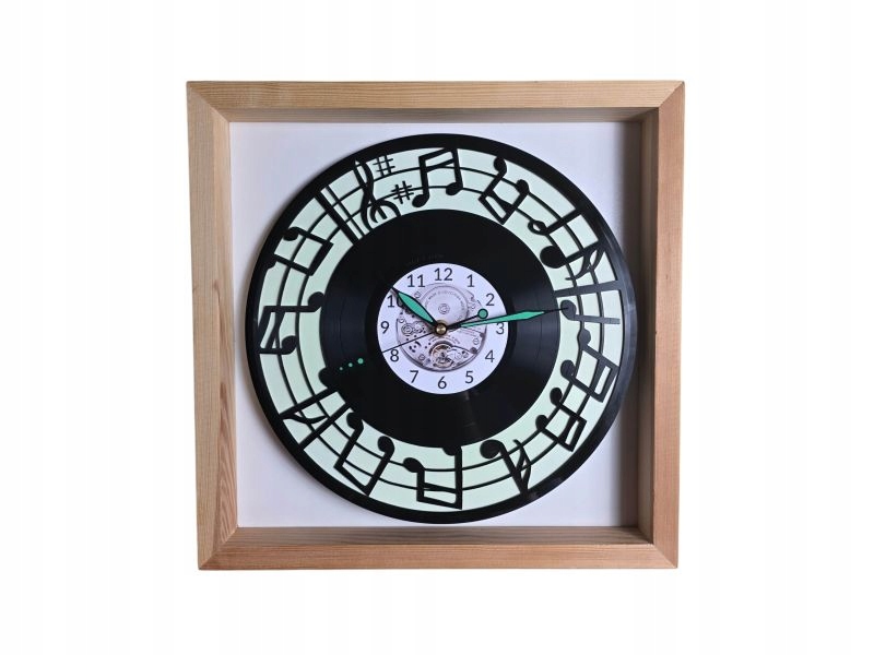 Noty Nástěnné hodiny 9 barev Pozadí Rámeček 35x35 cm Vinylová deska Dárek
