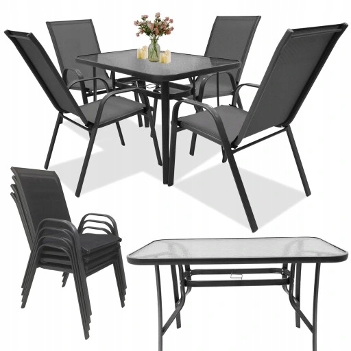 MEBLE OGRODOWE WYPRZEDAŻ 6 x KRZESŁO + DUŻY STÓŁ ZESTAW TARASOWY RODZINNY