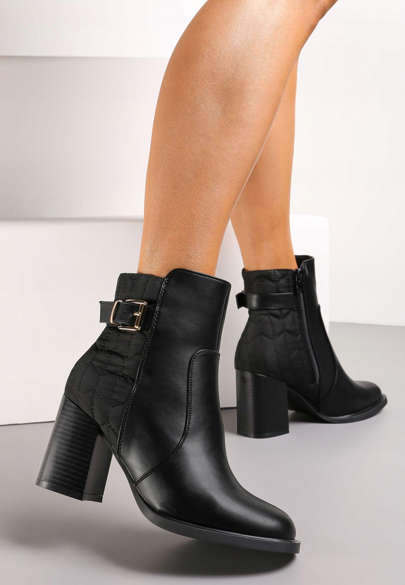 Renee Czarne Botki damskie 36 Materiał tekstylny