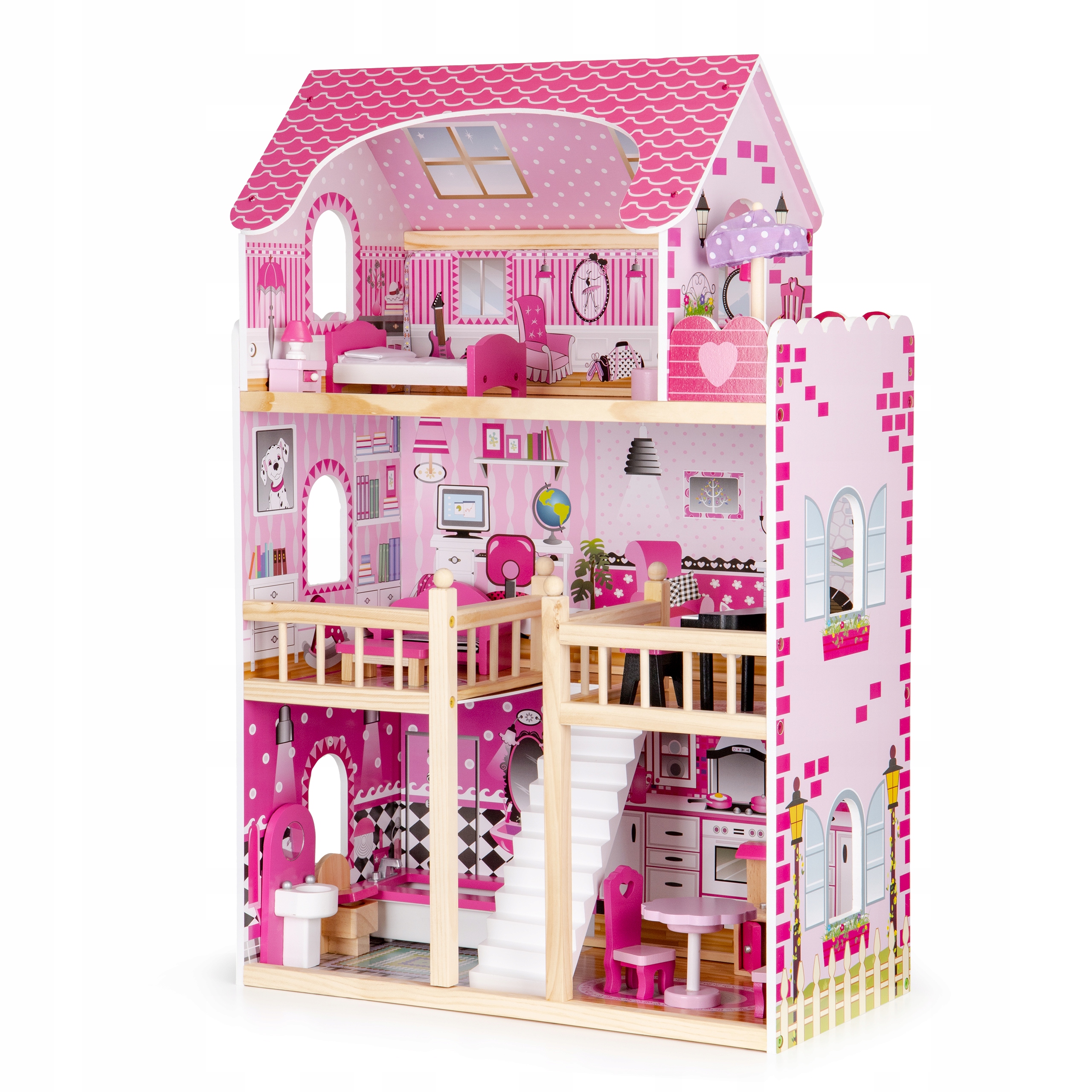 

Drewniany Domek Dla Lalek Meble Led Ecotoys